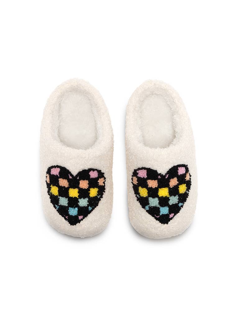 White Checkered Heart Slippers - Twinkle Twinkle Little One