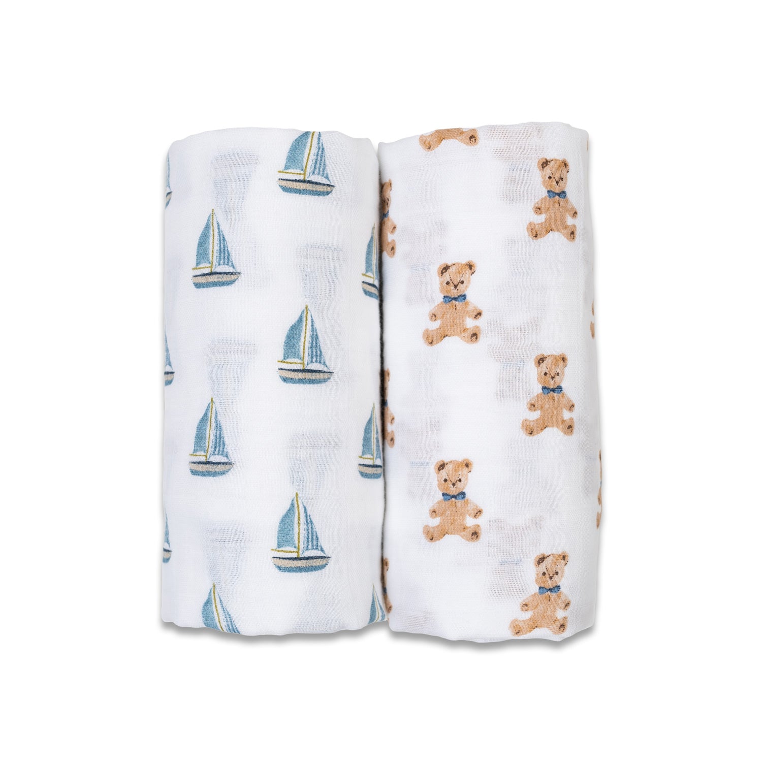 Lulujo Cotton Swaddles - VINTAGE TEDDY BEARS & SAILBOATS - Twinkle Twinkle Little One