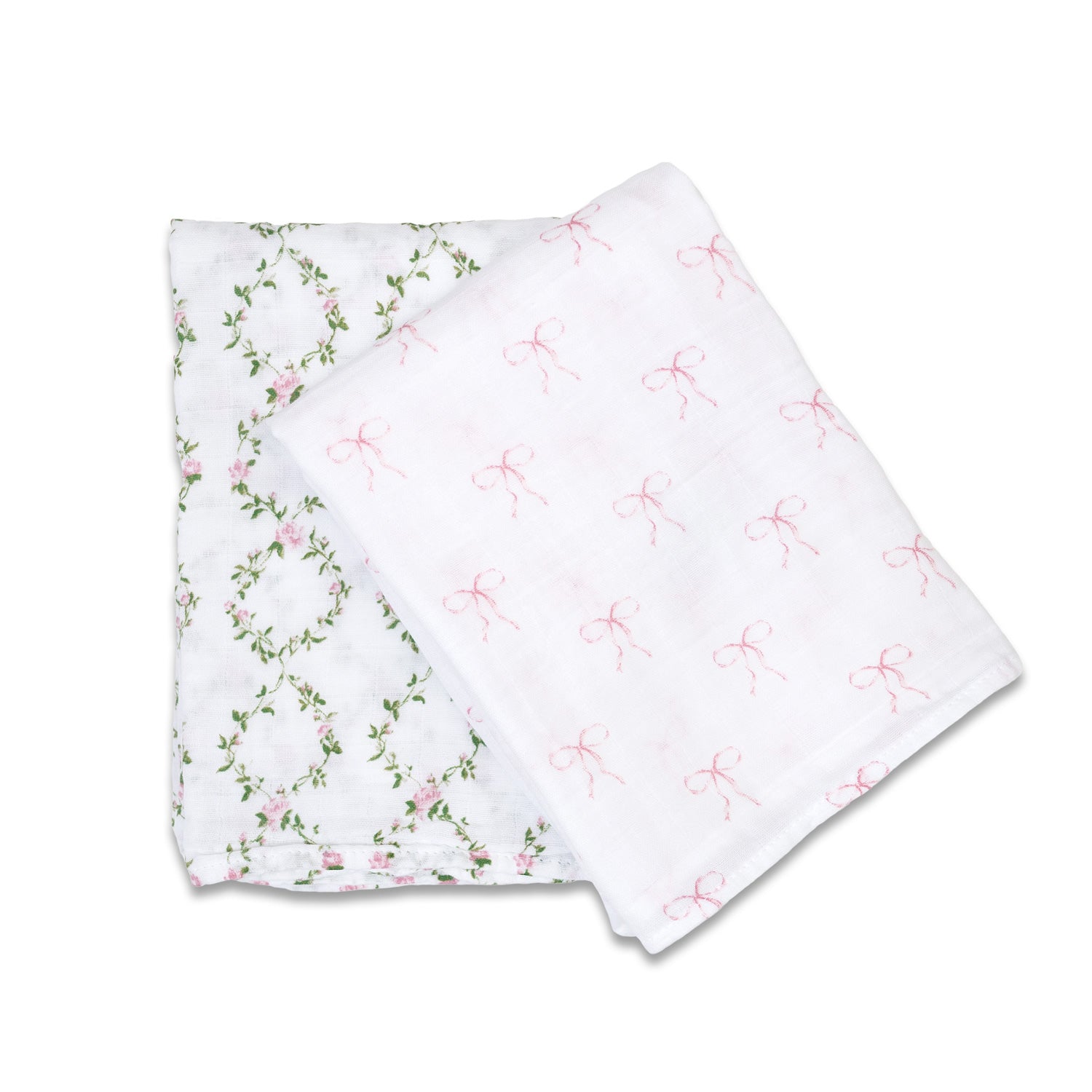 Lulujo Cotton Swaddles - Bows & Rose Trellis - Twinkle Twinkle Little One