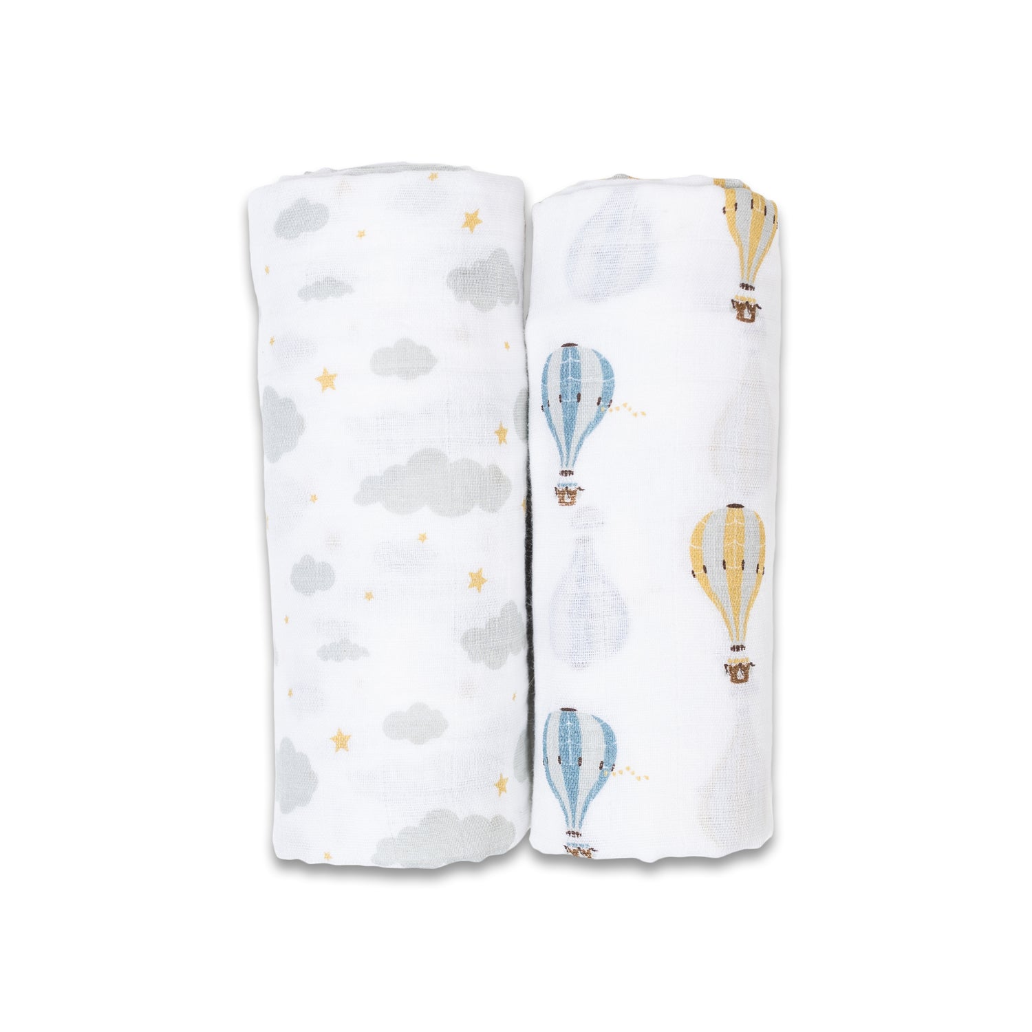 Lulujo Cotton Swaddles - Hot Air Balloons & Clouds - Twinkle Twinkle Little One