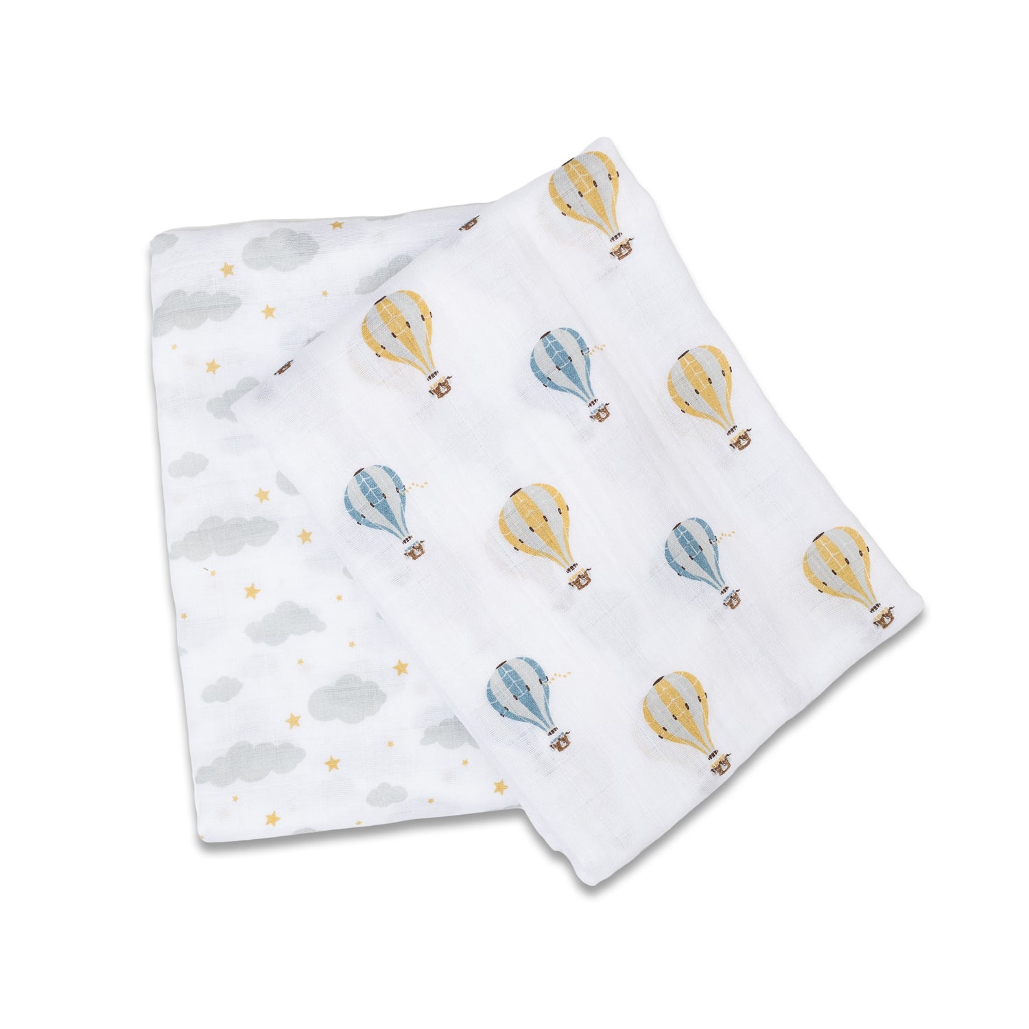 Lulujo Cotton Swaddles - Hot Air Balloons & Clouds - Twinkle Twinkle Little One