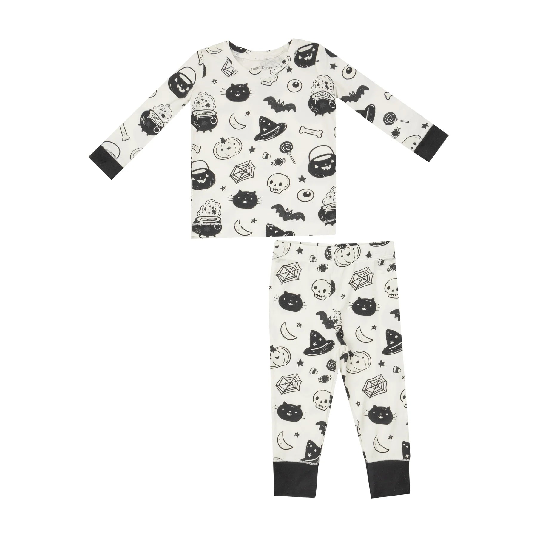 Long Sleeve Loungewear Set - Black And White Halloween - Twinkle Twinkle Little One