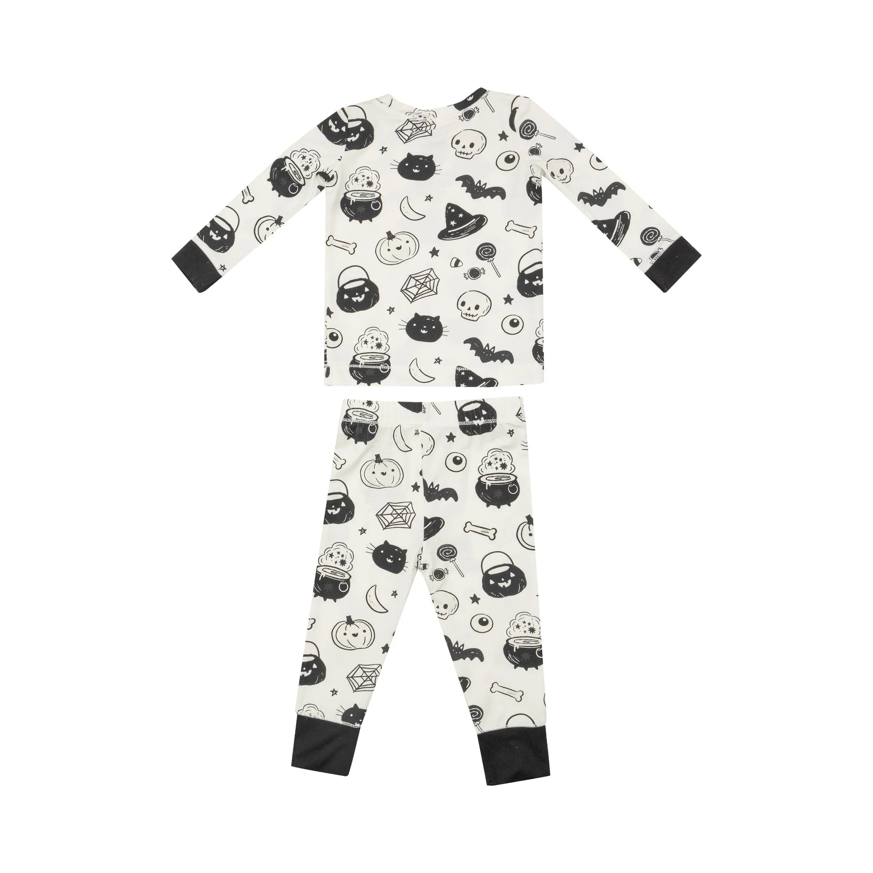 Long Sleeve Loungewear Set - Black And White Halloween - Twinkle Twinkle Little One