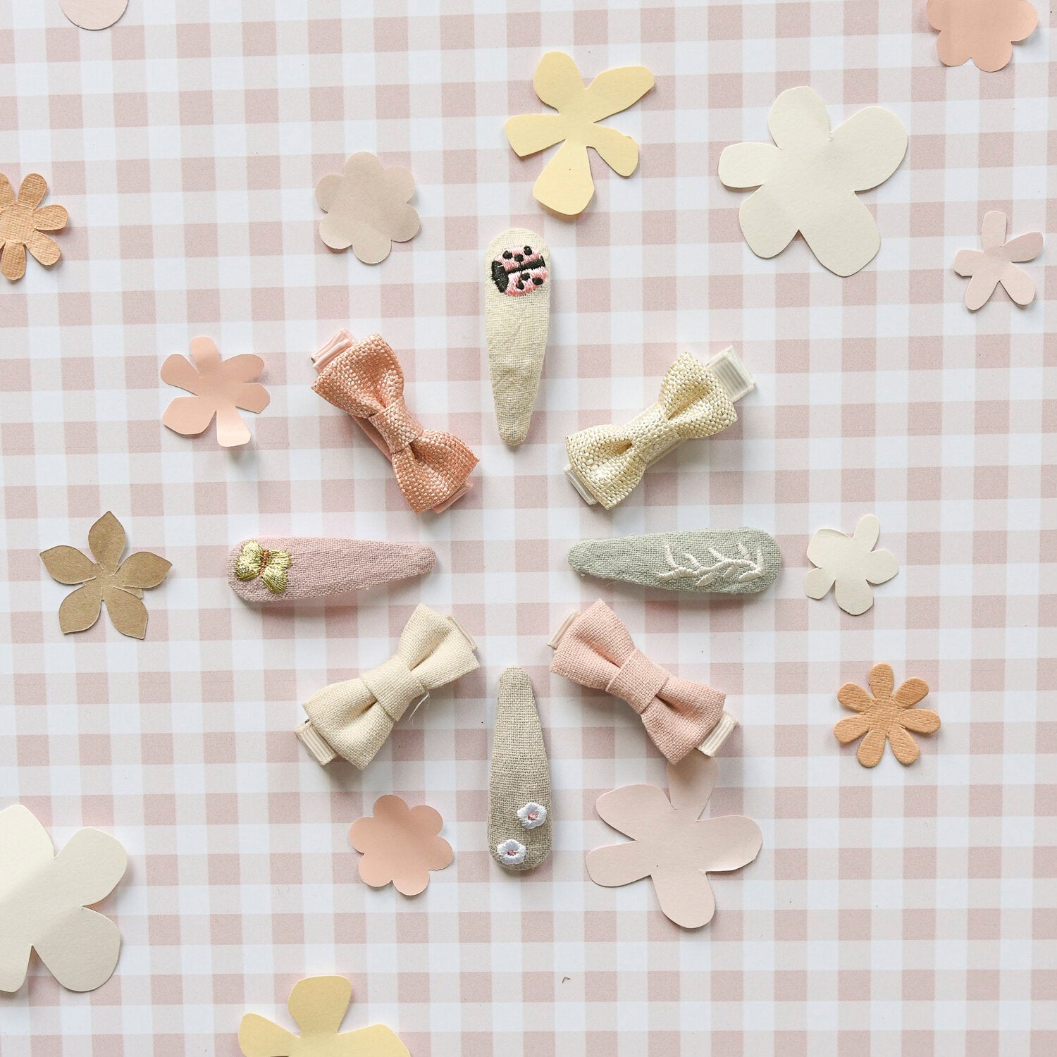 Linen Mini Bow Hair Clips