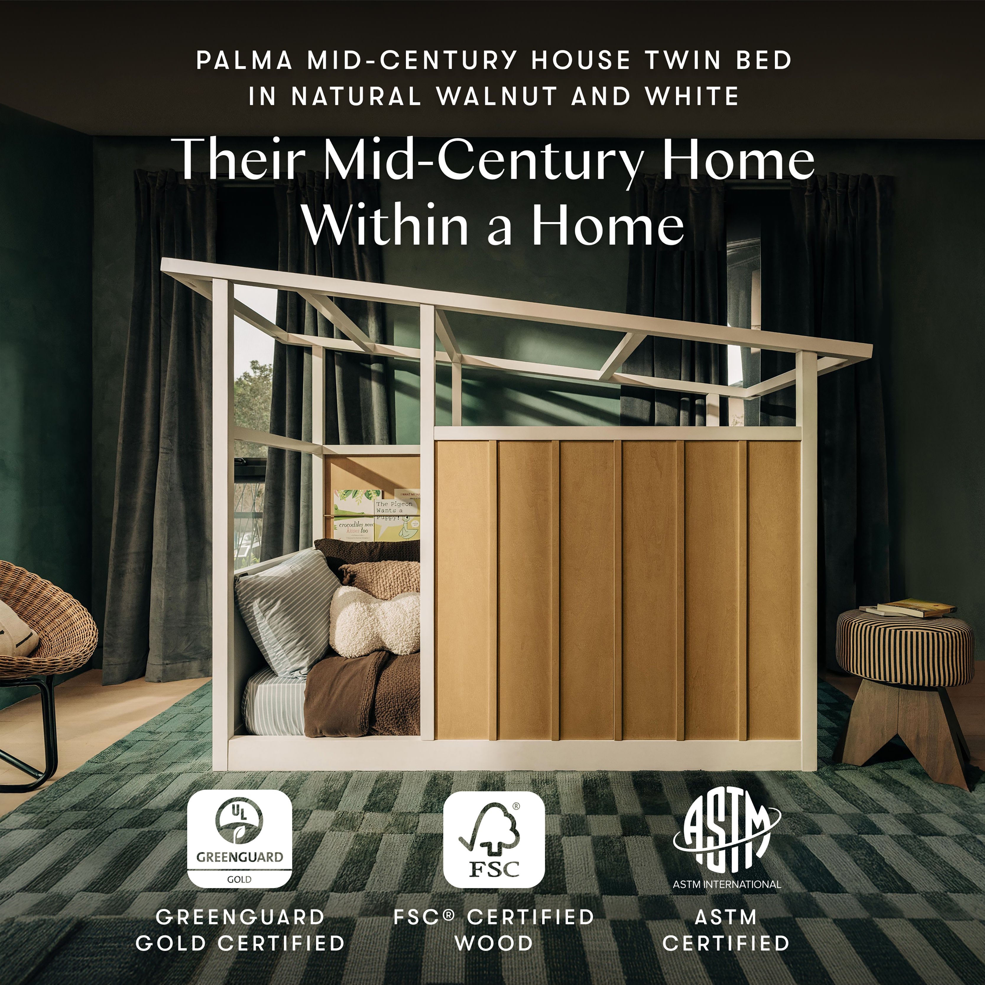 Babyletto Palma Mid-Century House Montessori-Inspired Twin Bed