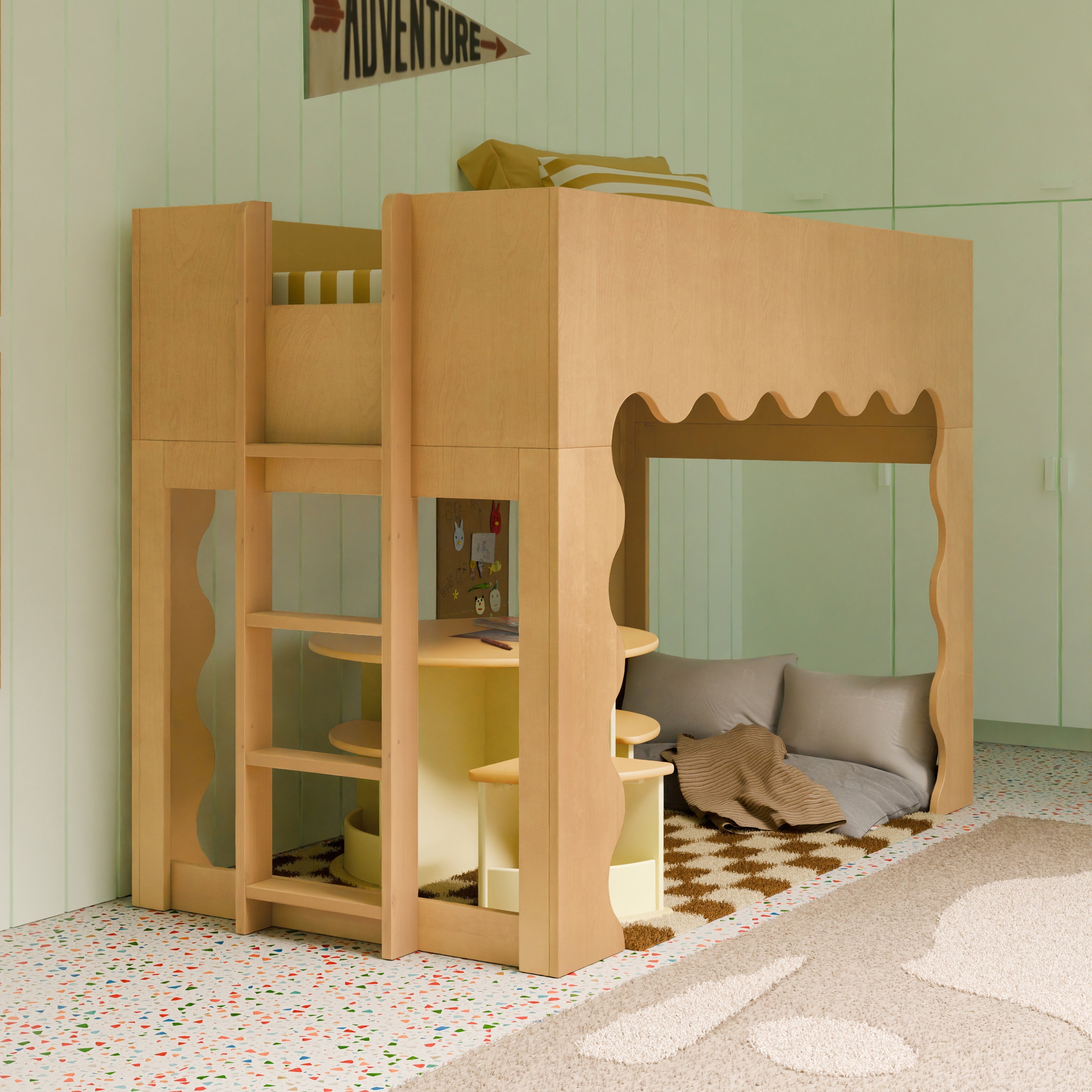Babyletto Lido Wave Convertible Low Loft Twin Bed