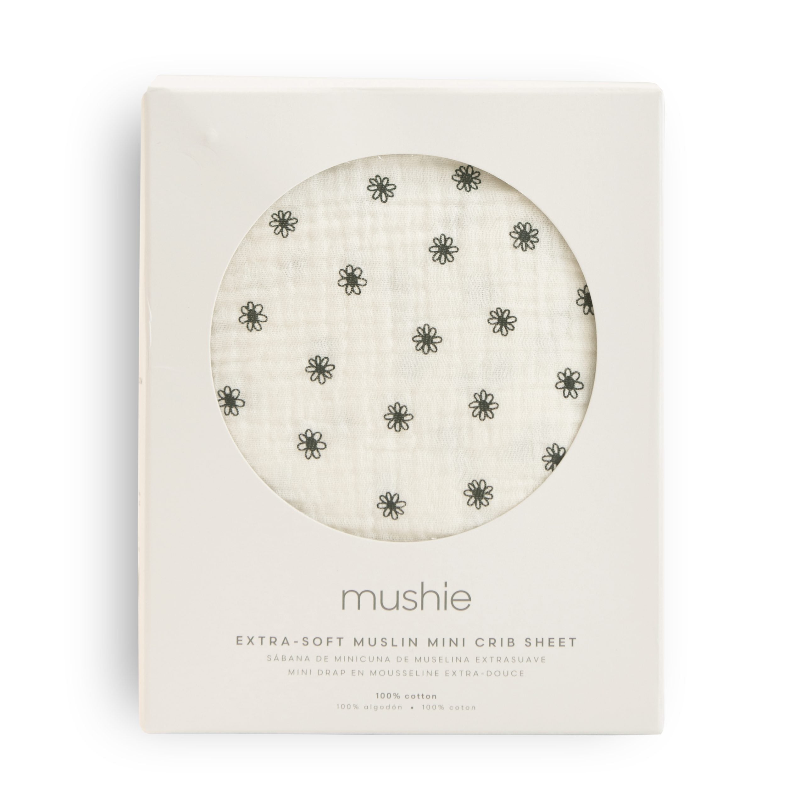 Black Daisy Mini Crib Sheet - Twinkle Twinkle Little One