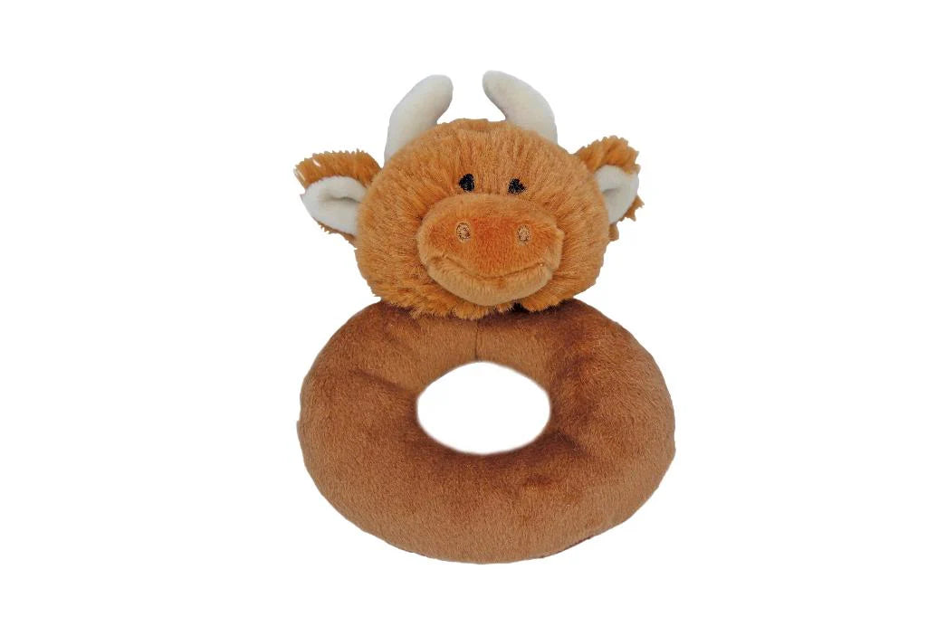 Brown Highland Cow Plush Rattle