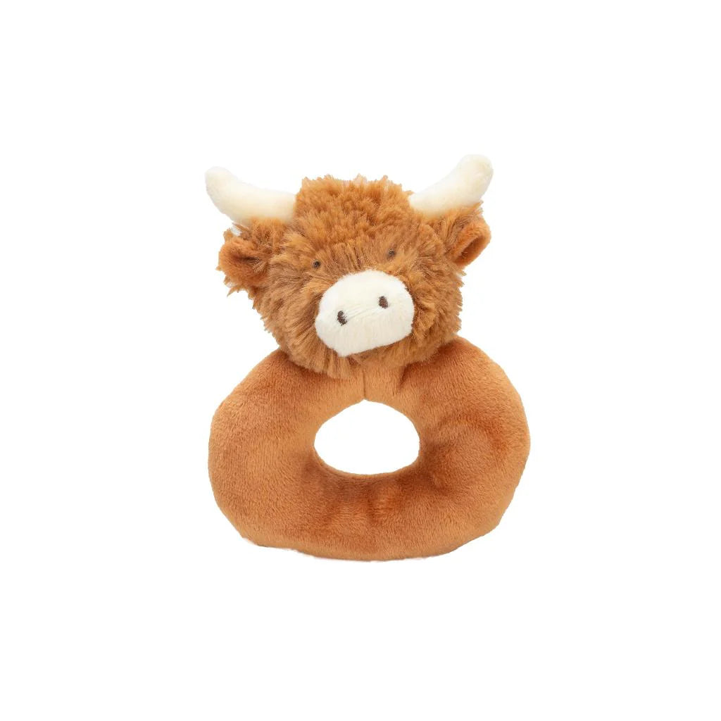 Brown Longhorn Cow Plush Rattle