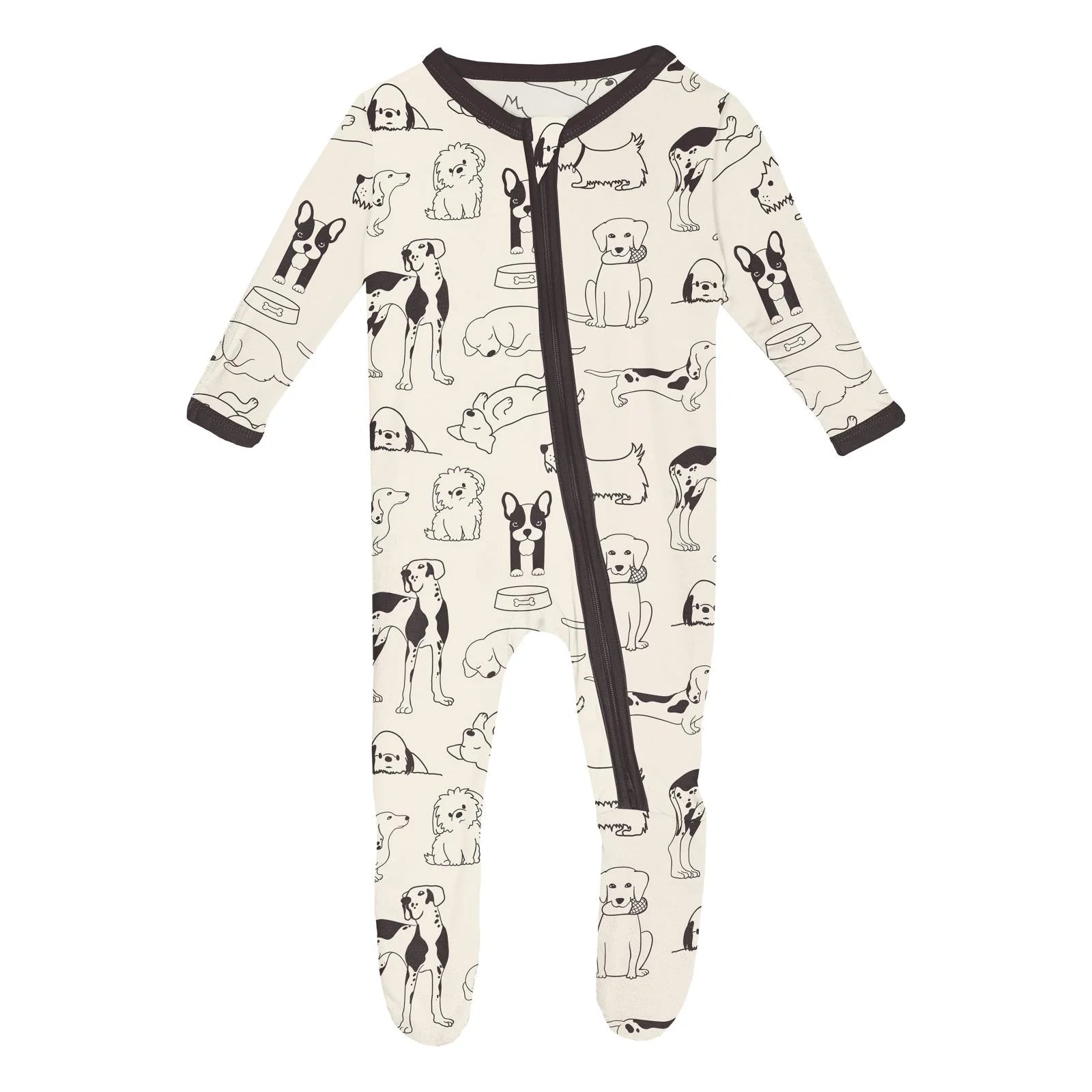 Print Footie with 2 Way Zipper in Natural Dogs - Twinkle Twinkle Little One