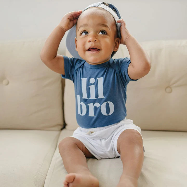 Lil Bro Short Sleeve Bodysuit - Indigo - Twinkle Twinkle Little One