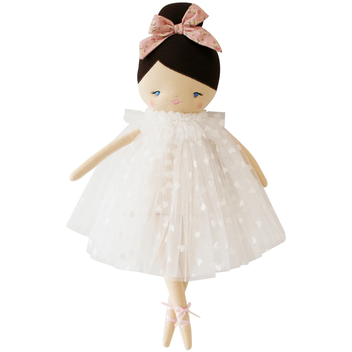 Mia Doll White Flocked Heart Tulle