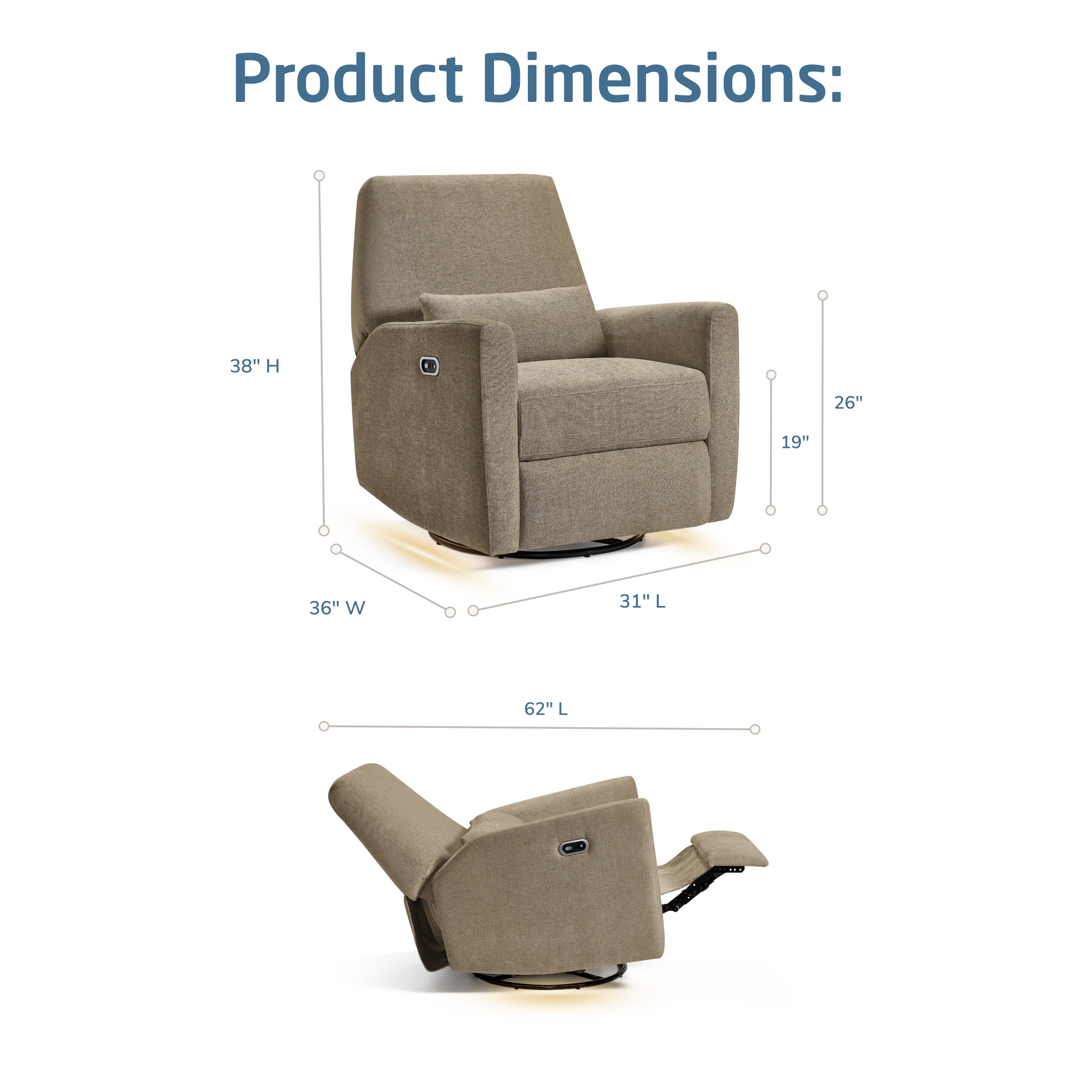 Maxi-Cosi Nursery Ansel Swivel Glider & Power Recliner with Nightlight
