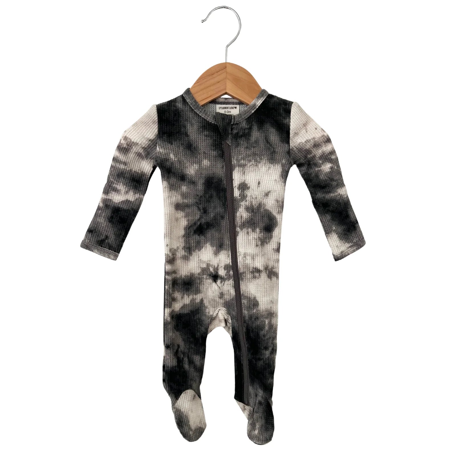 Organic Waffle Zip Footie-Black Tie Dye - Twinkle Twinkle Little One