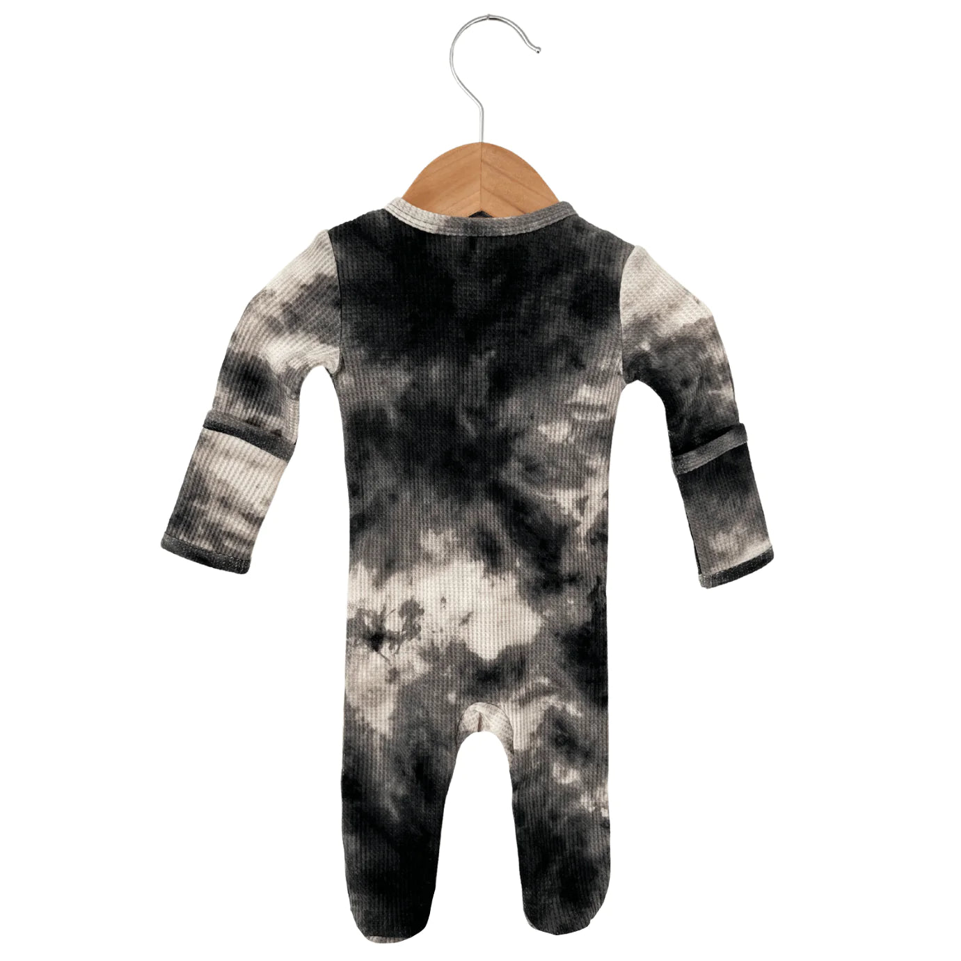 Organic Waffle Zip Footie-Black Tie Dye - Twinkle Twinkle Little One