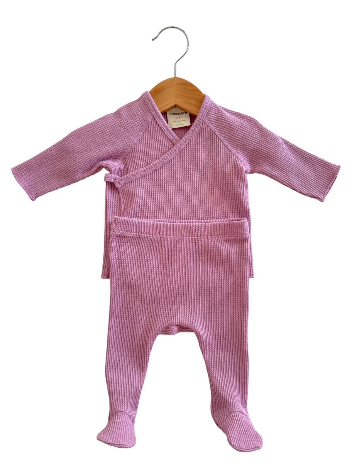 Organic Waffle Kimono Top, Pant & Knot Headband Set-Lavender - Twinkle Twinkle Little One