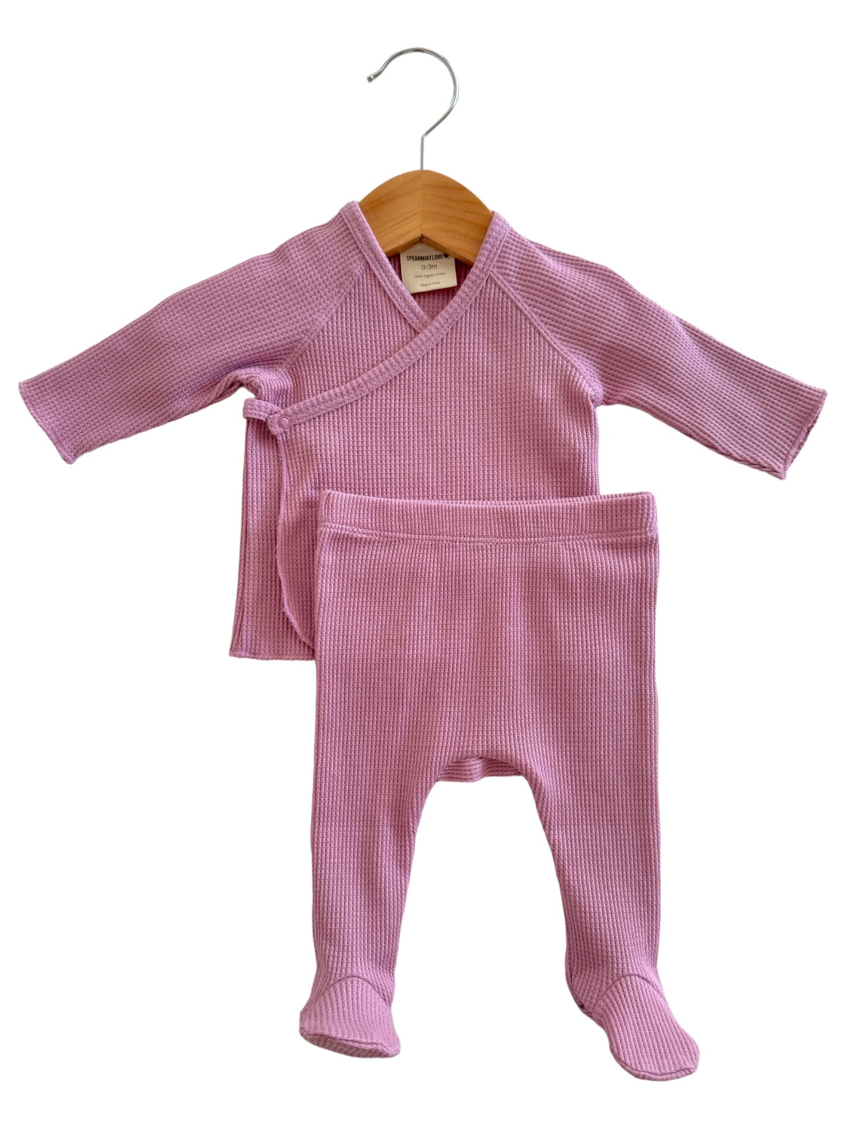 Organic Waffle Kimono Top, Pant & Knot Headband Set-Lavender - Twinkle Twinkle Little One