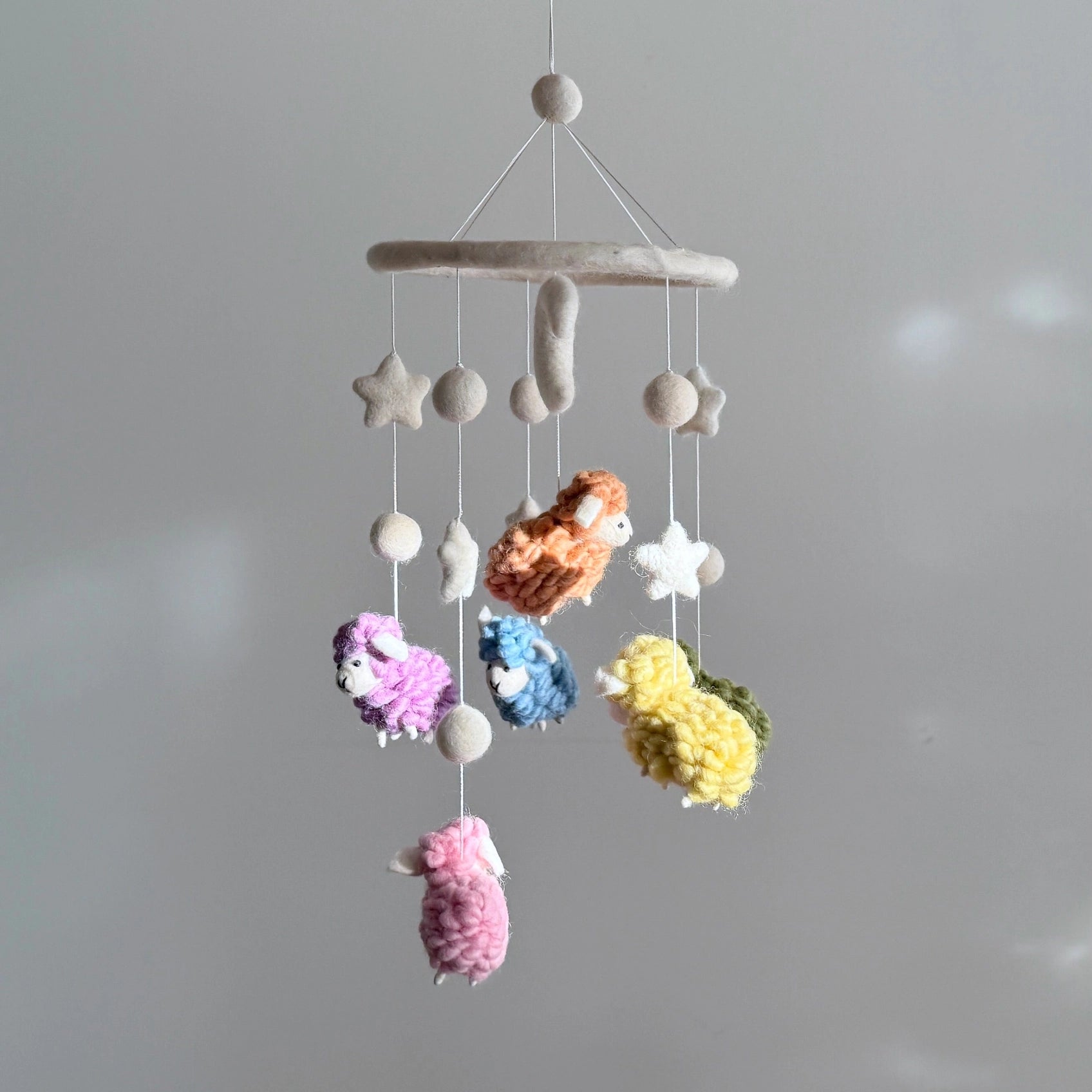 Pastel Sheep Baby Mobile