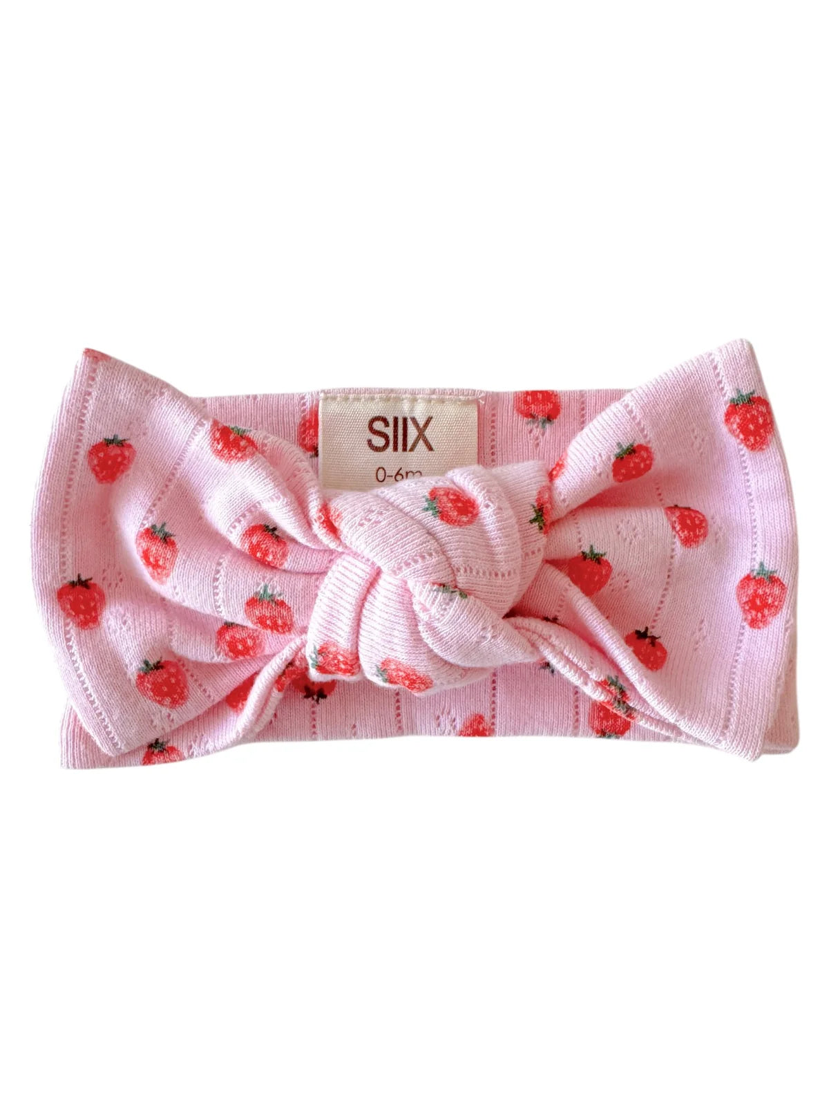 Pink Strawberry Organic Pointelle Bow - Twinkle Twinkle Little One