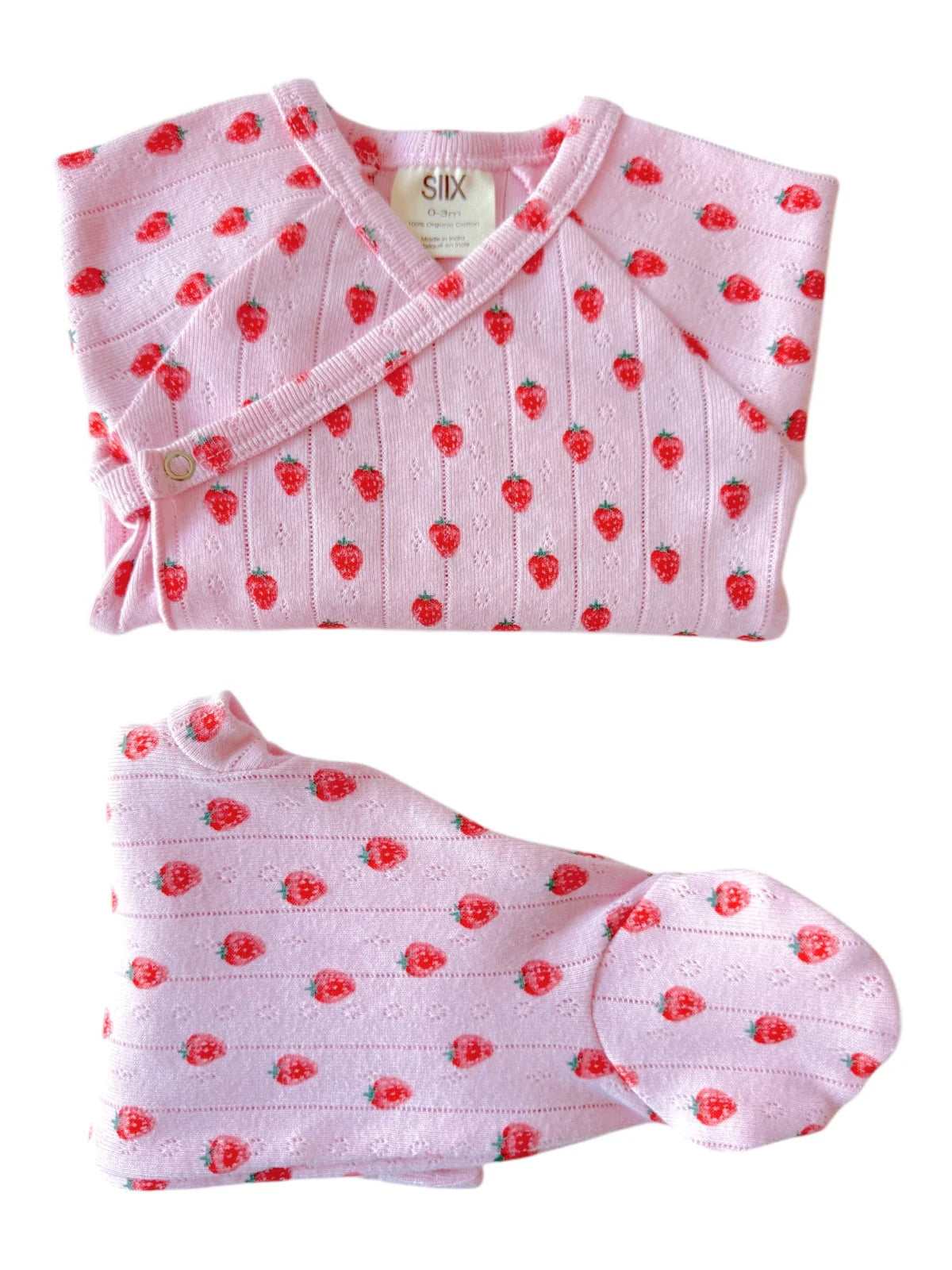 Pink Strawberry Organic Pointelle Newborn Set - Twinkle Twinkle Little One