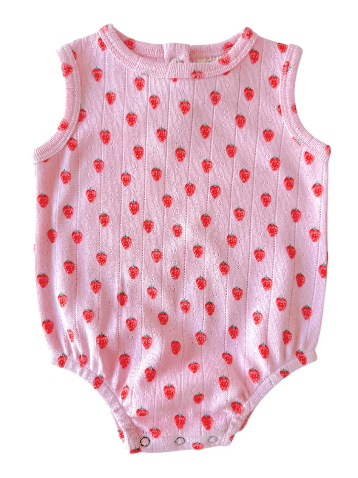 Pink Strawberry Organic Pointelle Dune Bubble - Twinkle Twinkle Little One