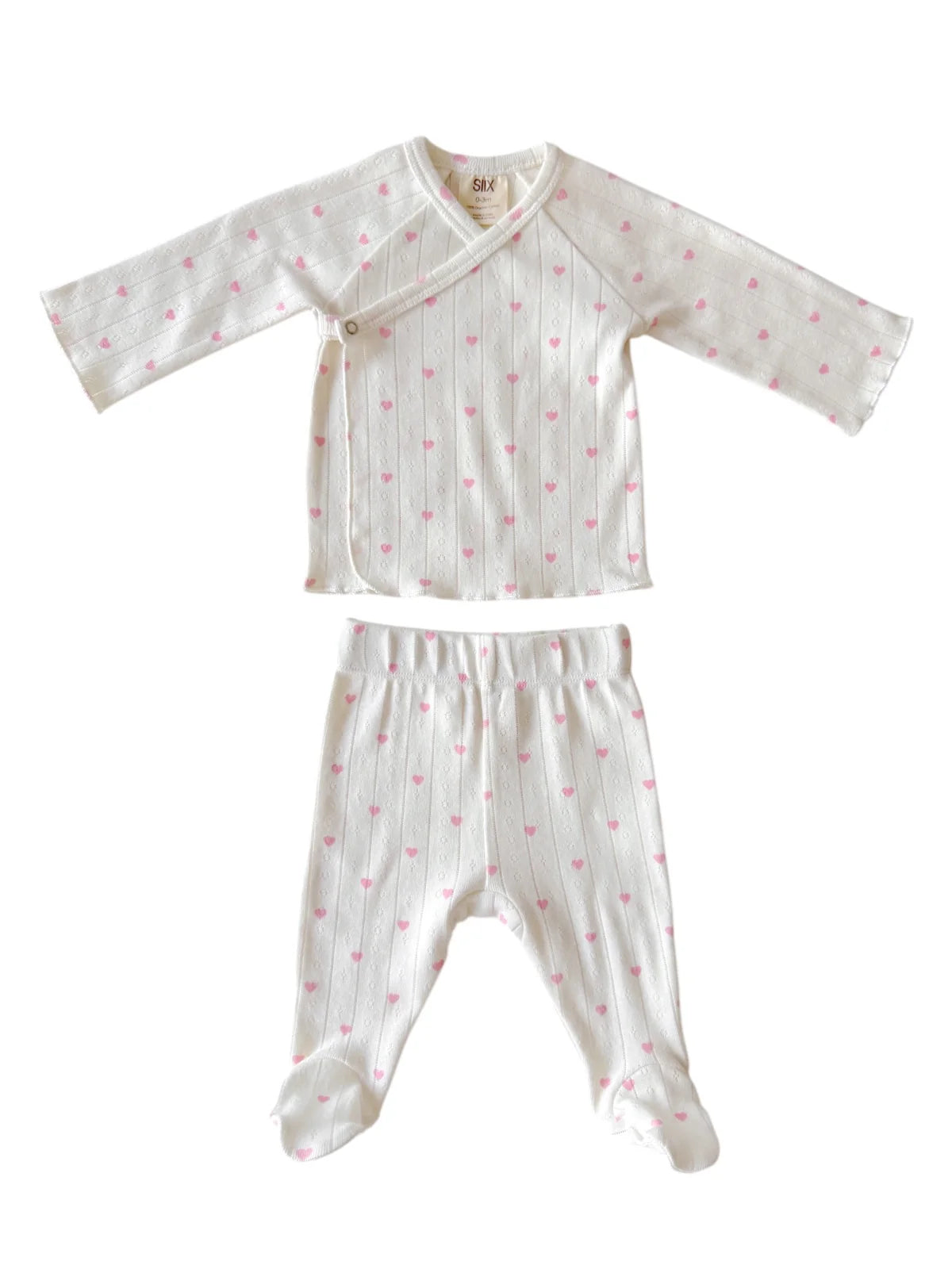 White with Pink Heart Organic Pointelle Newborn Set - Twinkle Twinkle Little One