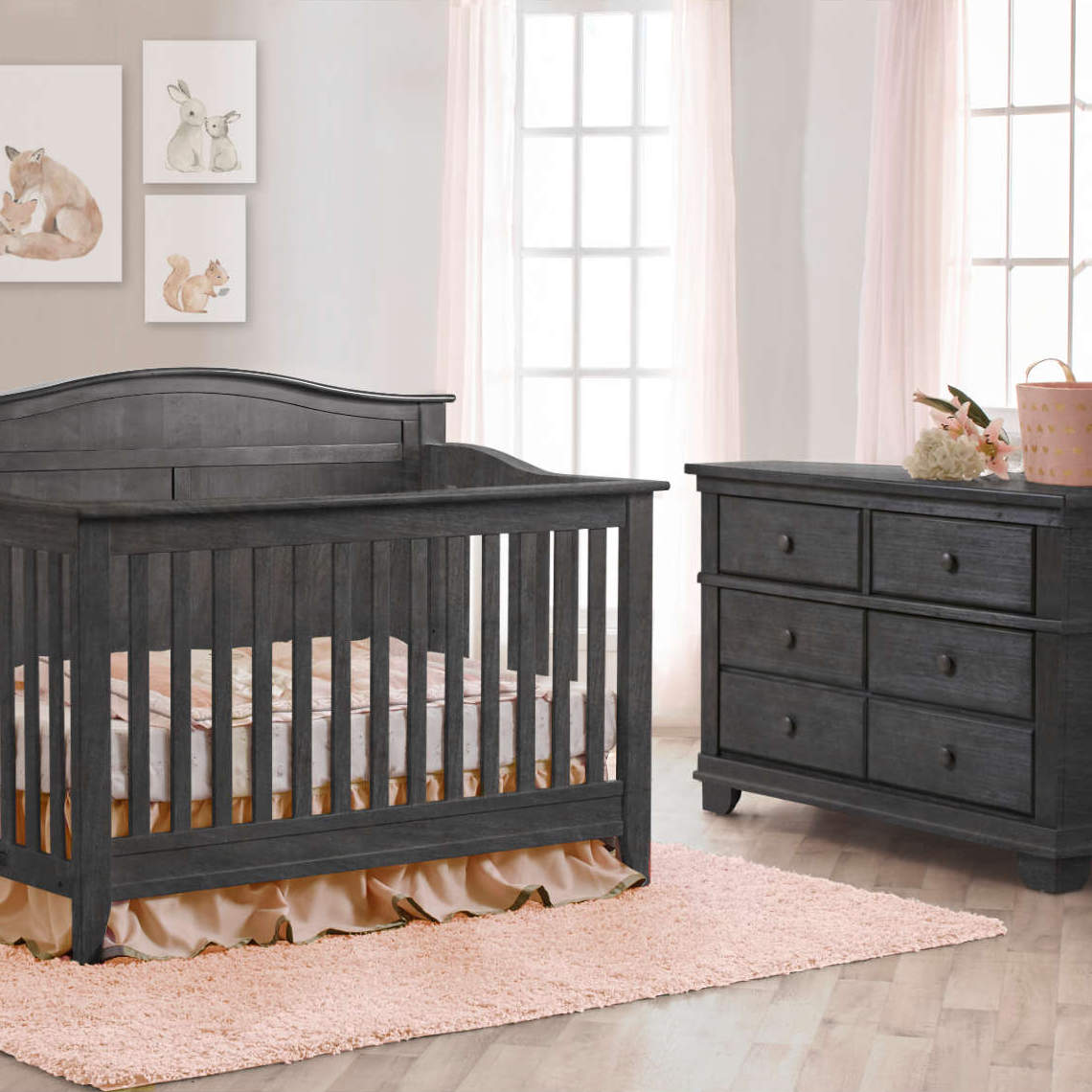 Pali Potenza Arch Top Crib + Double Dresser Set Twinkle Twinkle