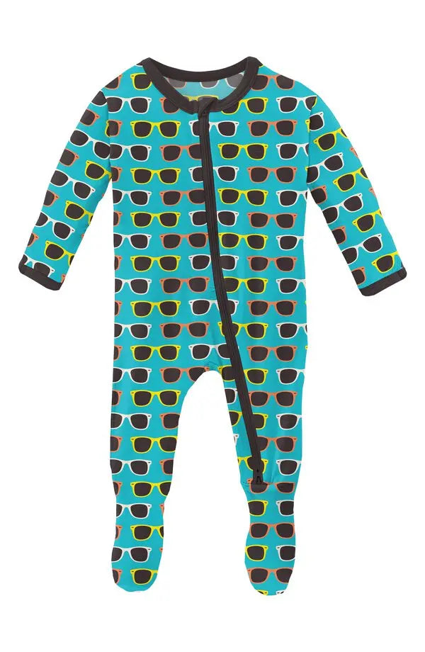Kickee Pants Print Footie with Zipper - Confetti Sunglasses