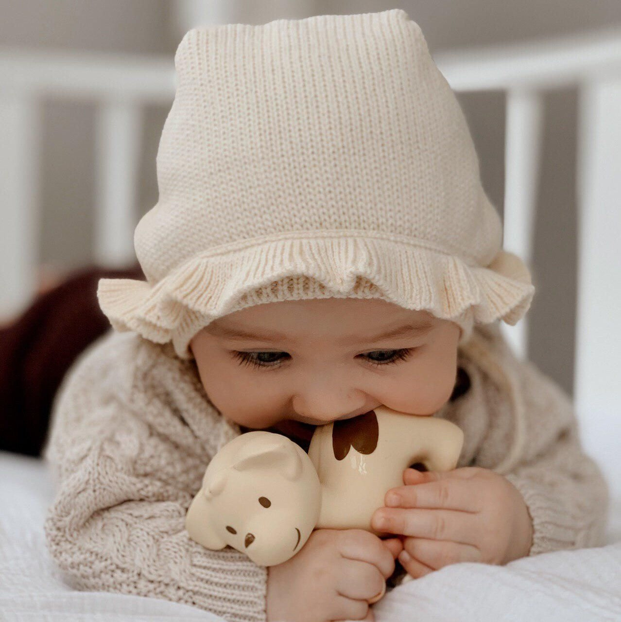 Puppy Natural Organic Rubber Teether, Rattle & Bath Toy - Twinkle Twinkle Little One