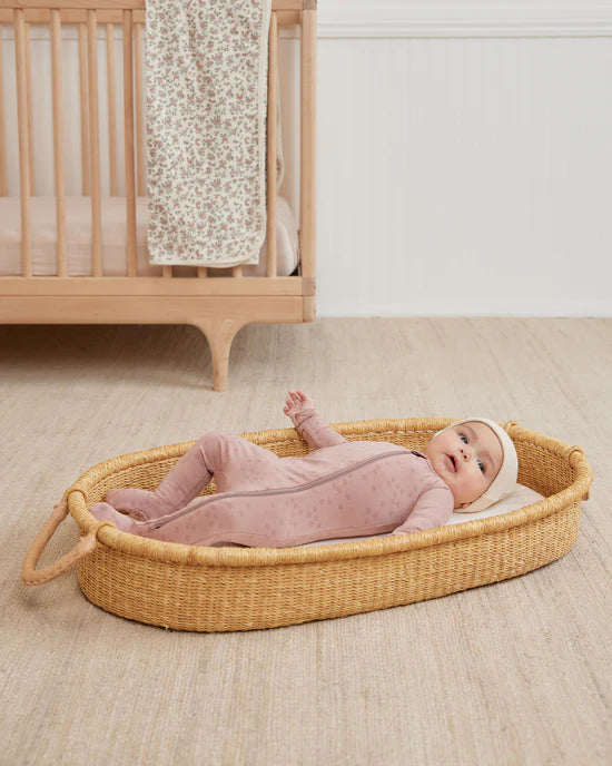 Mauve Bloom Bamboo Zip Footie - Twinkle Twinkle Little One