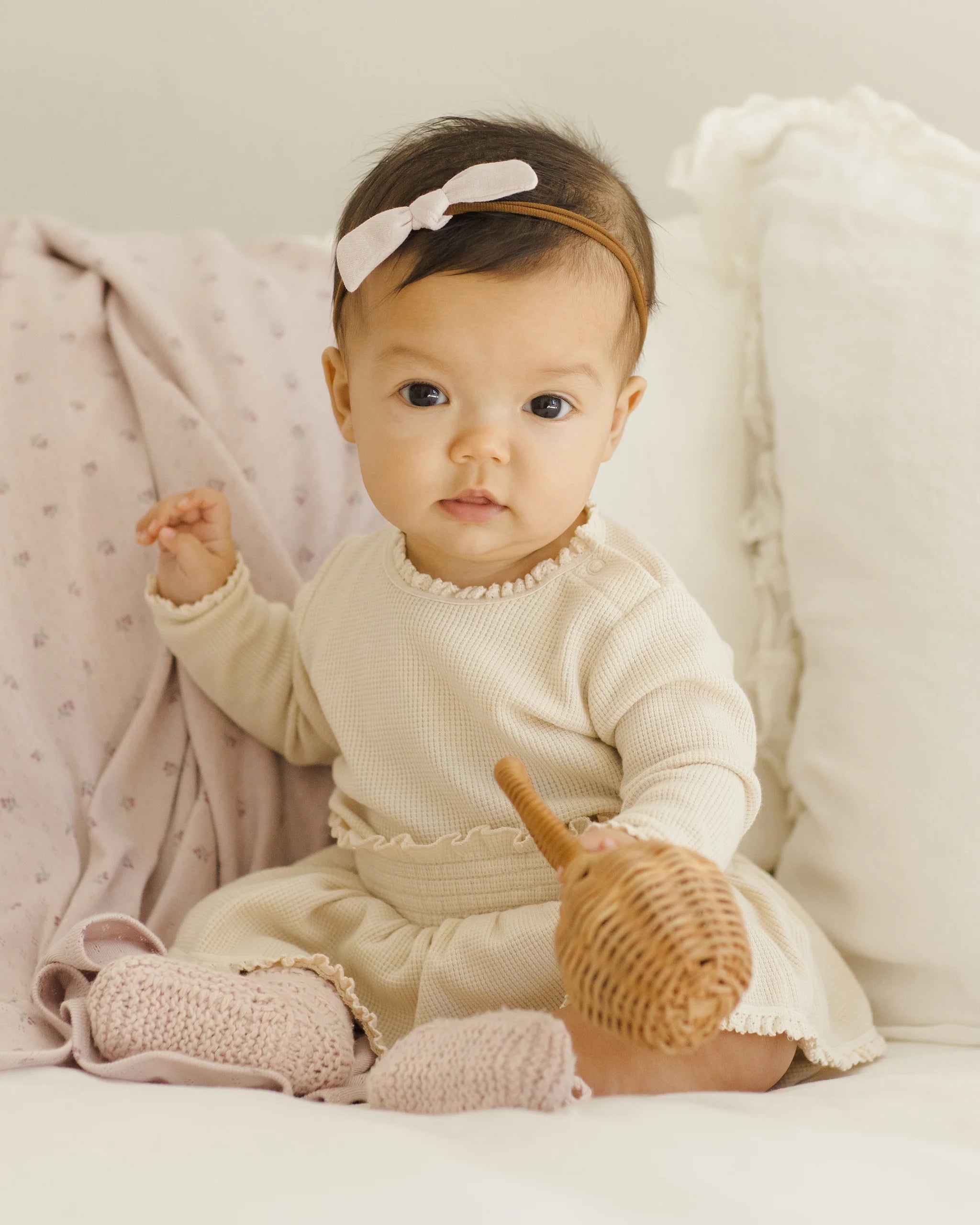 Waffle Long Sleeve Bodysuit || Natural - Twinkle Twinkle Little One