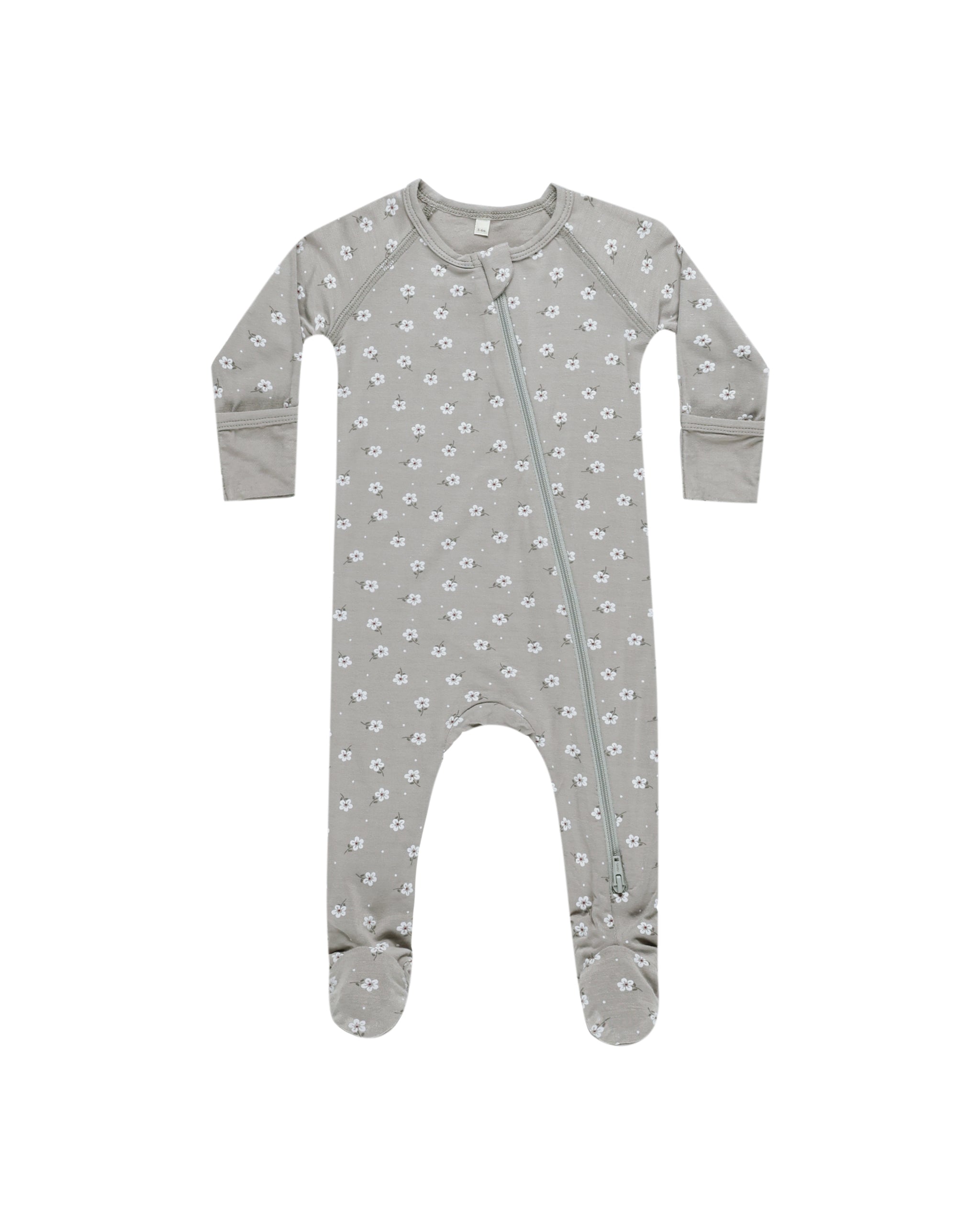 Bamboo Zip Footie - Blue Ditsy - Twinkle Twinkle Little One
