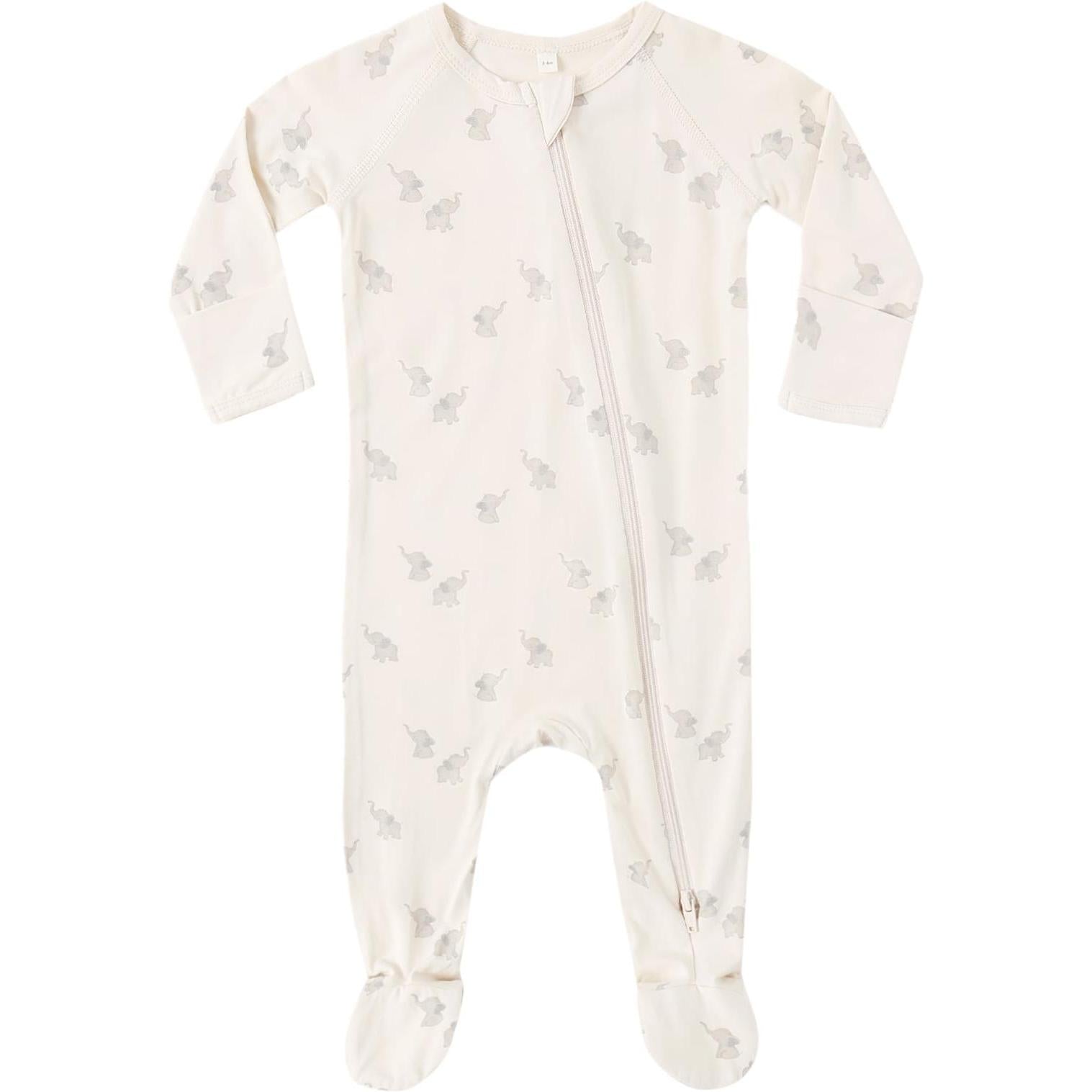 Quincy Mae Bamboo Zip Footie || Elephants