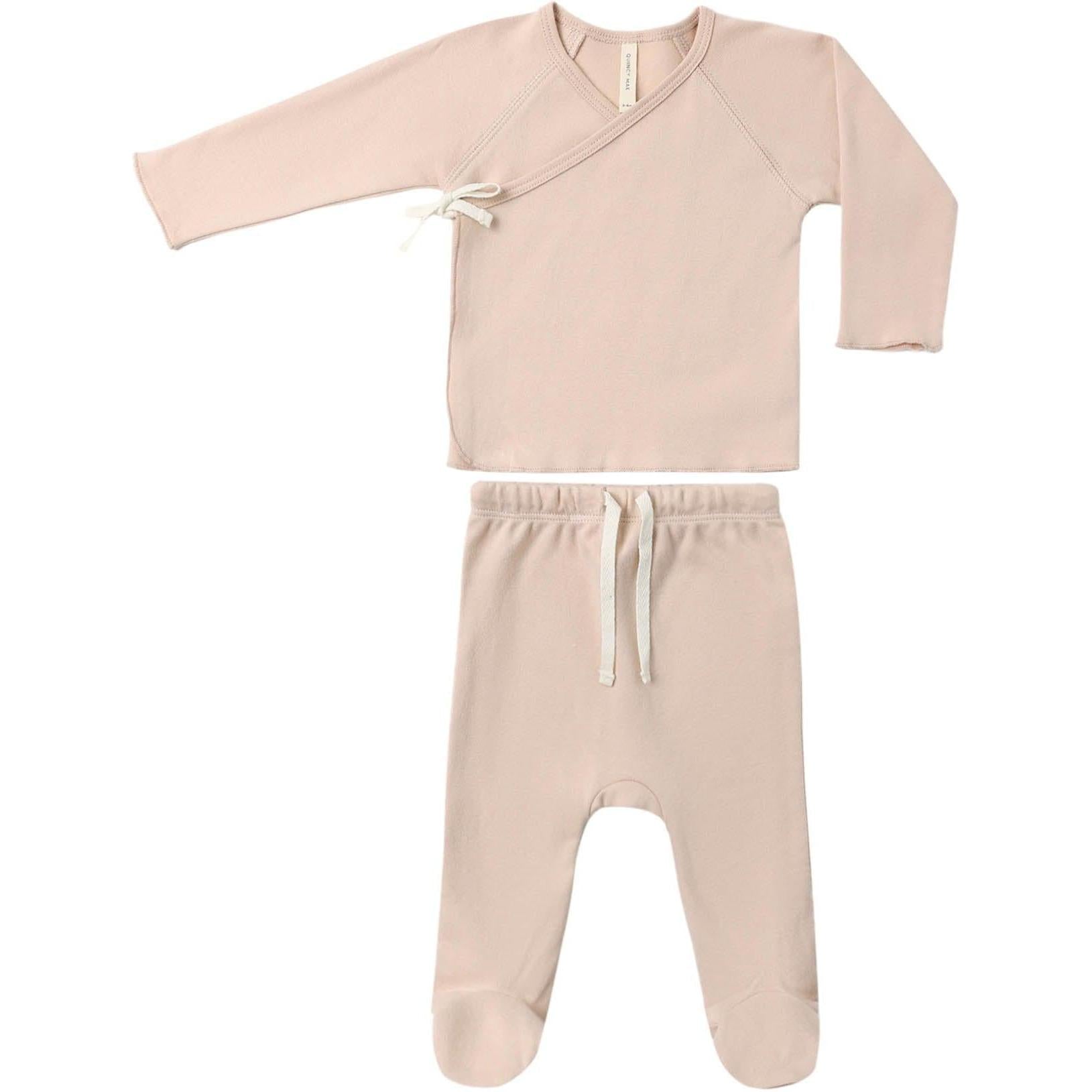 Quincy Mae Wrap Top + Footed Pant || Set Dusty Rose