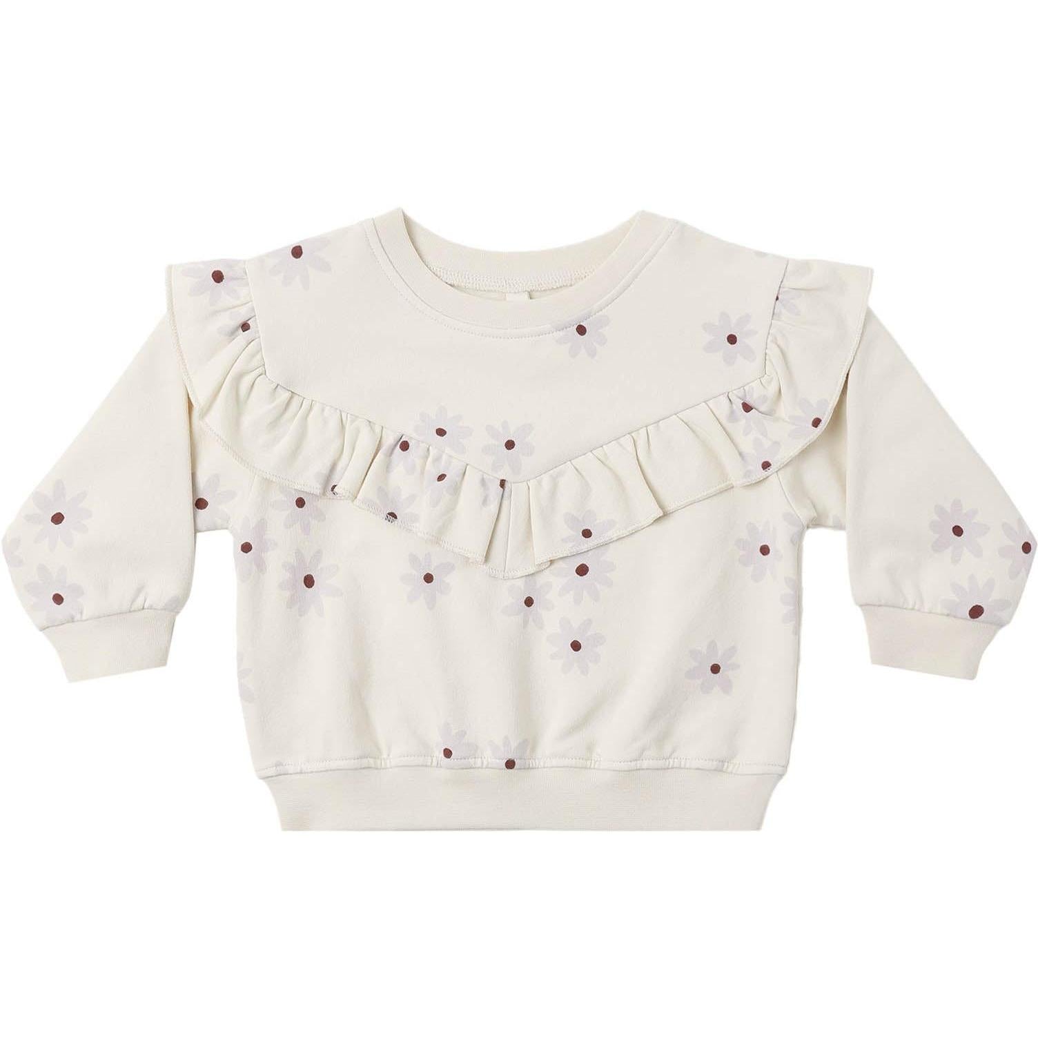 Quincy Mae Ruffle Fleece Sweatshirt || Blue Daisy