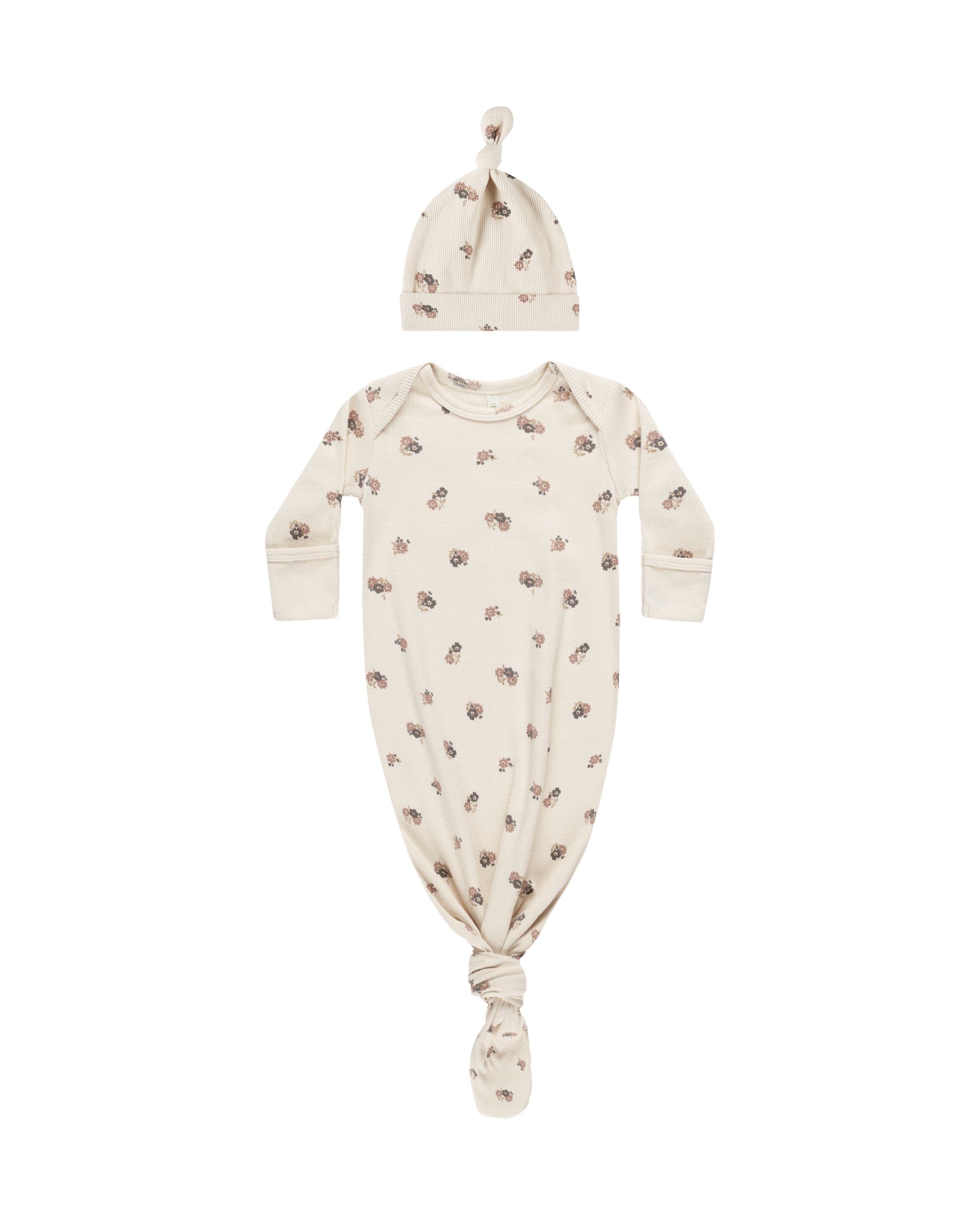 Knotted Baby Gown + Hat Set - Wild Flowers - Twinkle Twinkle Little One