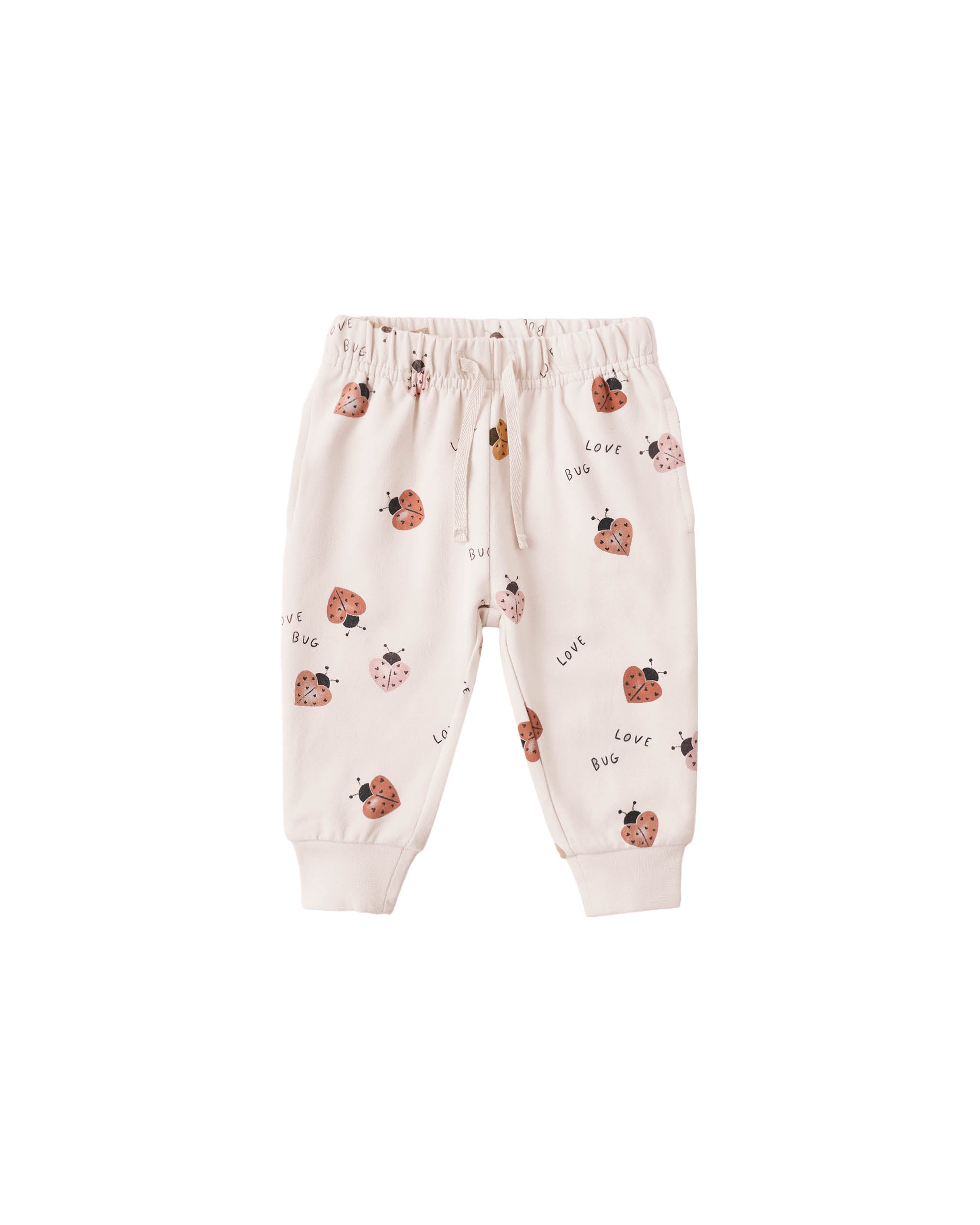 Baby pants with ladybug pattern on a white background