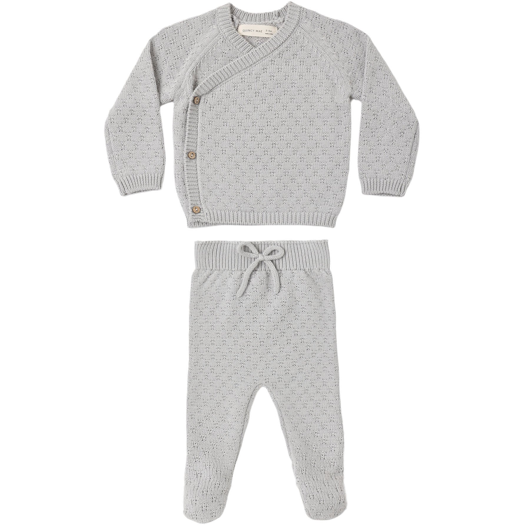 Quincy Mae Knit Wrap Top + Pant || Set Cloud