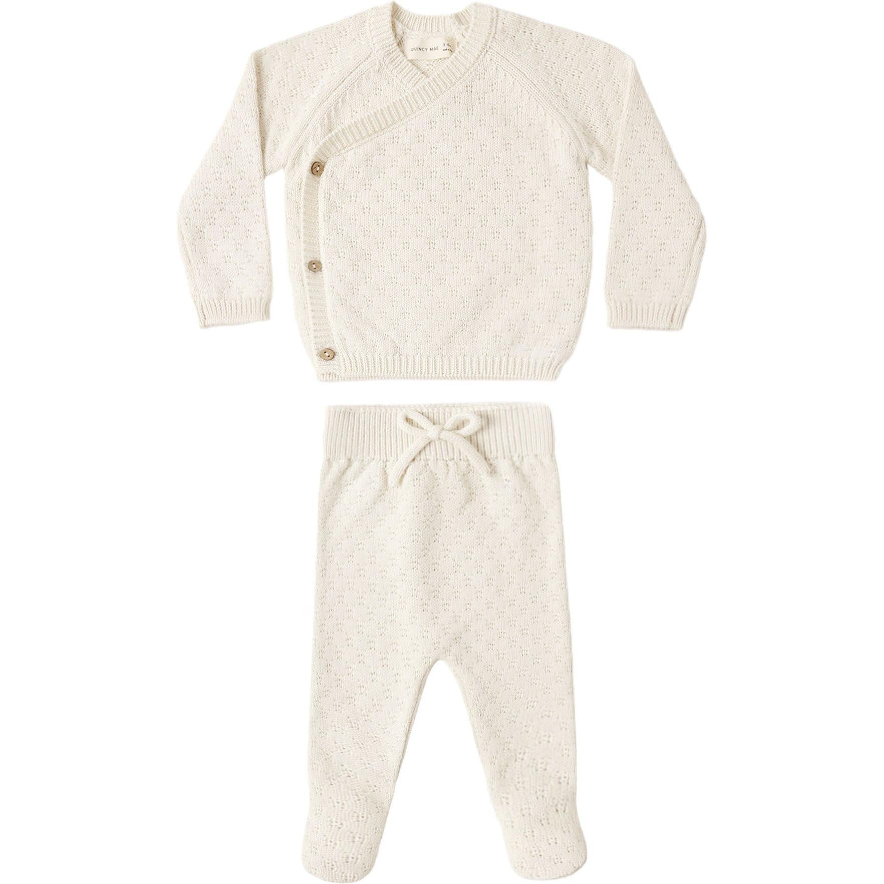 Quincy Mae Knit Wrap Top + Pant || Set Natural