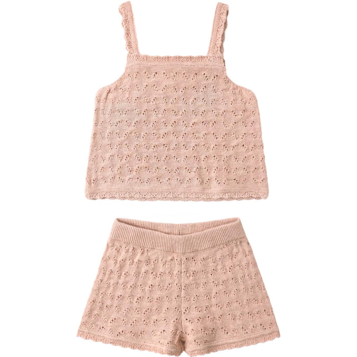 Quincy Mae Pointelle Knit Tank + Short Set Melon
