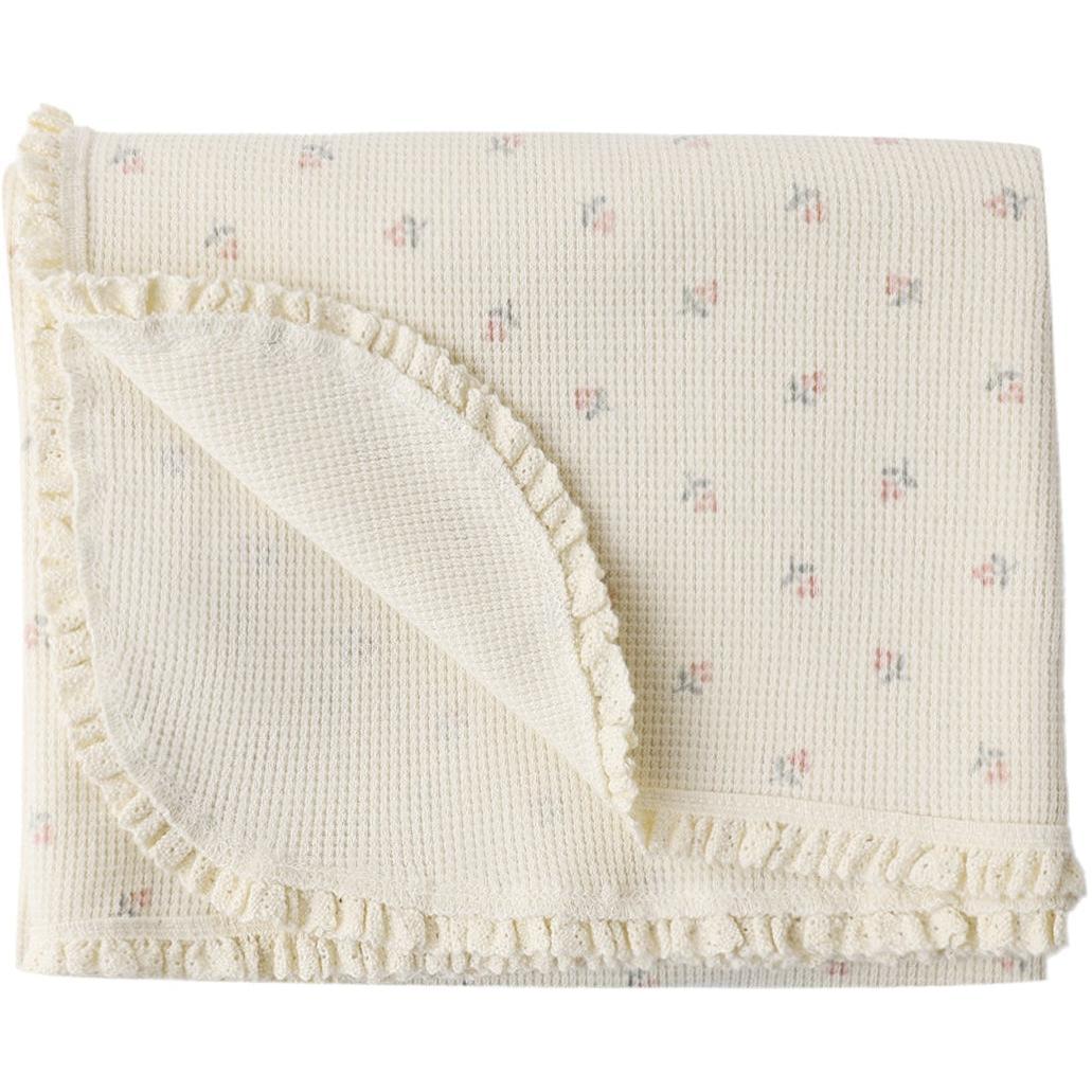 Quincy Mae Waffle Baby Blanket Mauve Ditsy