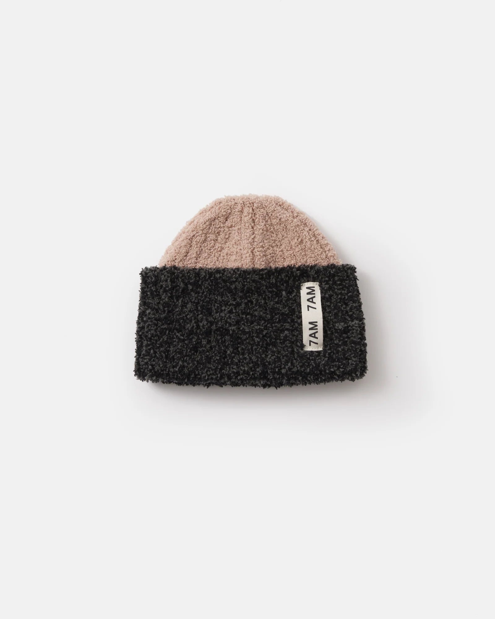 7 A.M. Fuzzy 2-Tone Ribbed Beanie -Melange Black Pecan - Twinkle Twinkle Little One