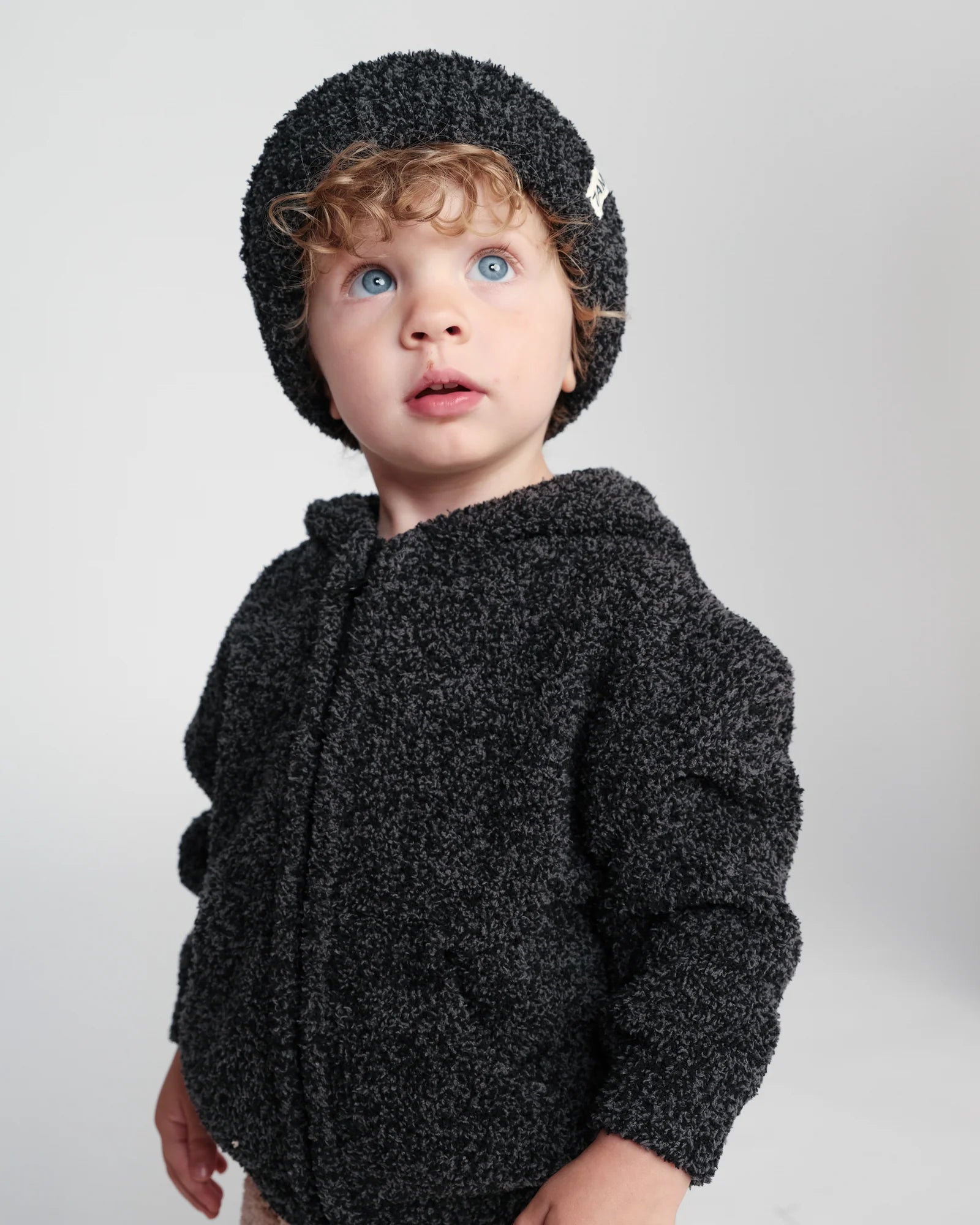 7 A.M. Fuzzy 2-Tone Ribbed Beanie -Melange Black Pecan - Twinkle Twinkle Little One