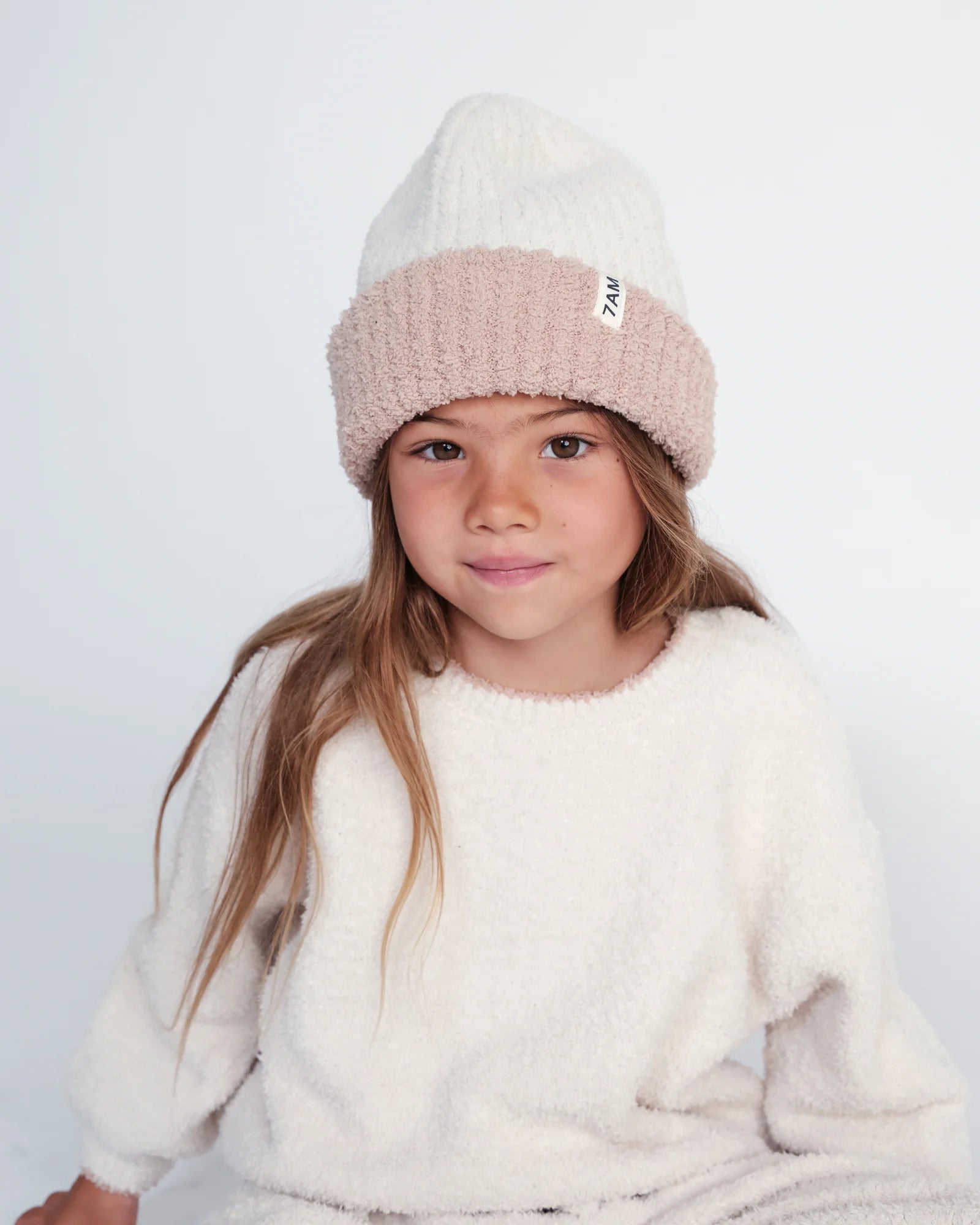 7 A.M. Fuzzy 2-Tone Ribbed Beanie - Pecan Ecru - Twinkle Twinkle Little One