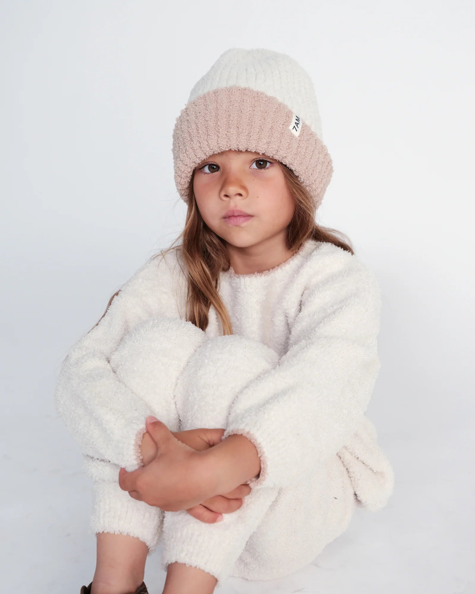 7 A.M. Fuzzy 2-Tone Ribbed Beanie - Pecan Ecru - Twinkle Twinkle Little One