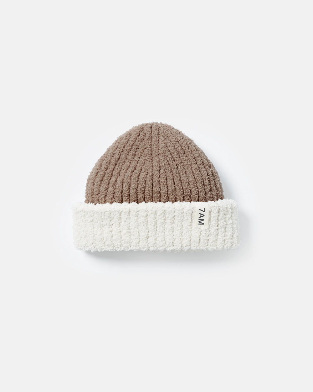 7 A.M. Fuzzy 2-Tone Ribbed Beanie - Taupe Ecru - Twinkle Twinkle Little One
