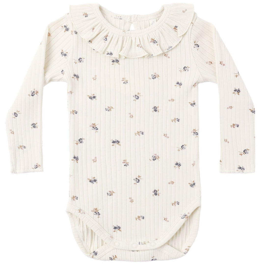 Rylee + Cru Ruffle Collar Bodysuit || Natural Ditsy