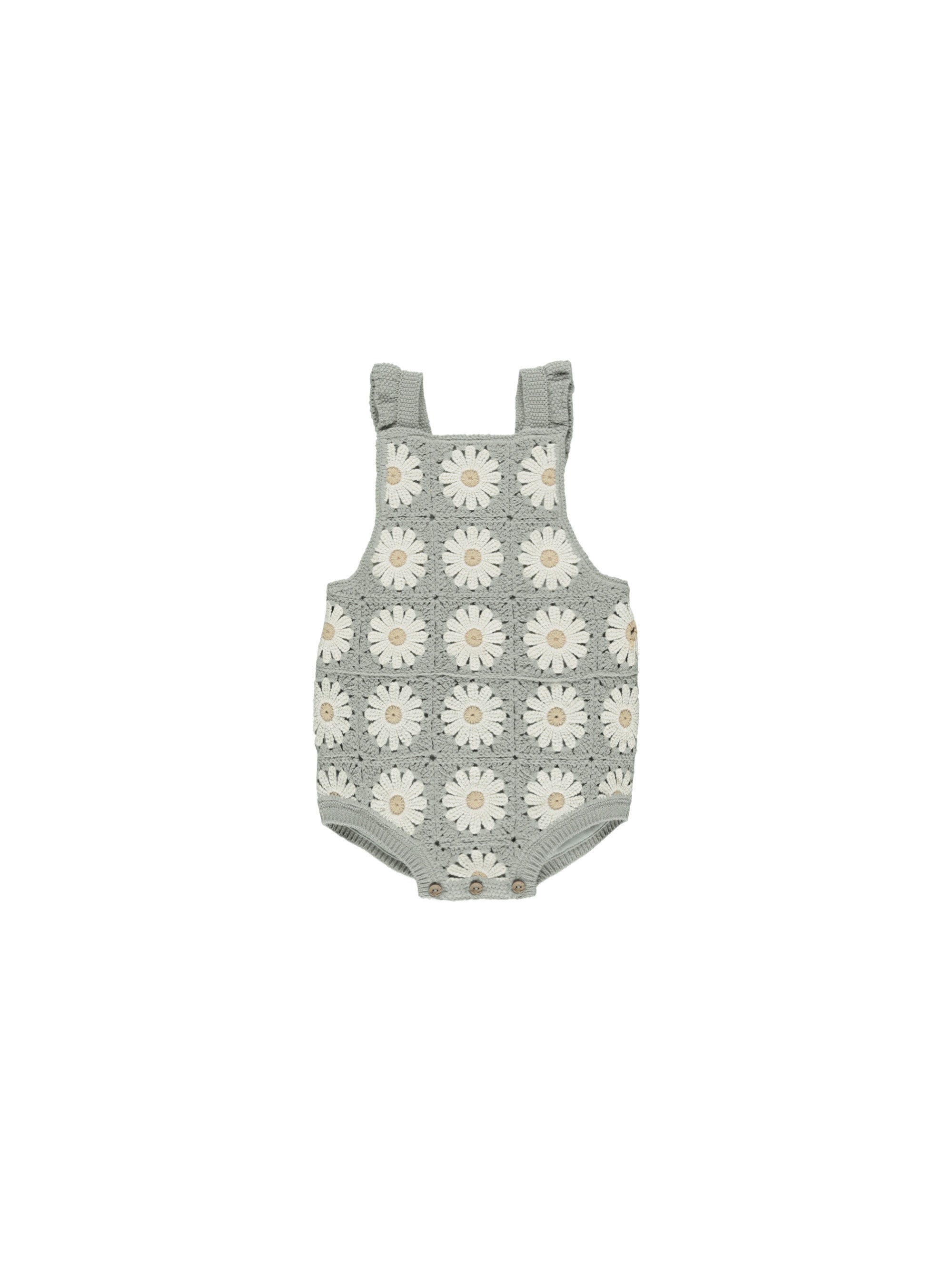 Daisy Crochet Romper - Seafoam - Twinkle Twinkle Little One