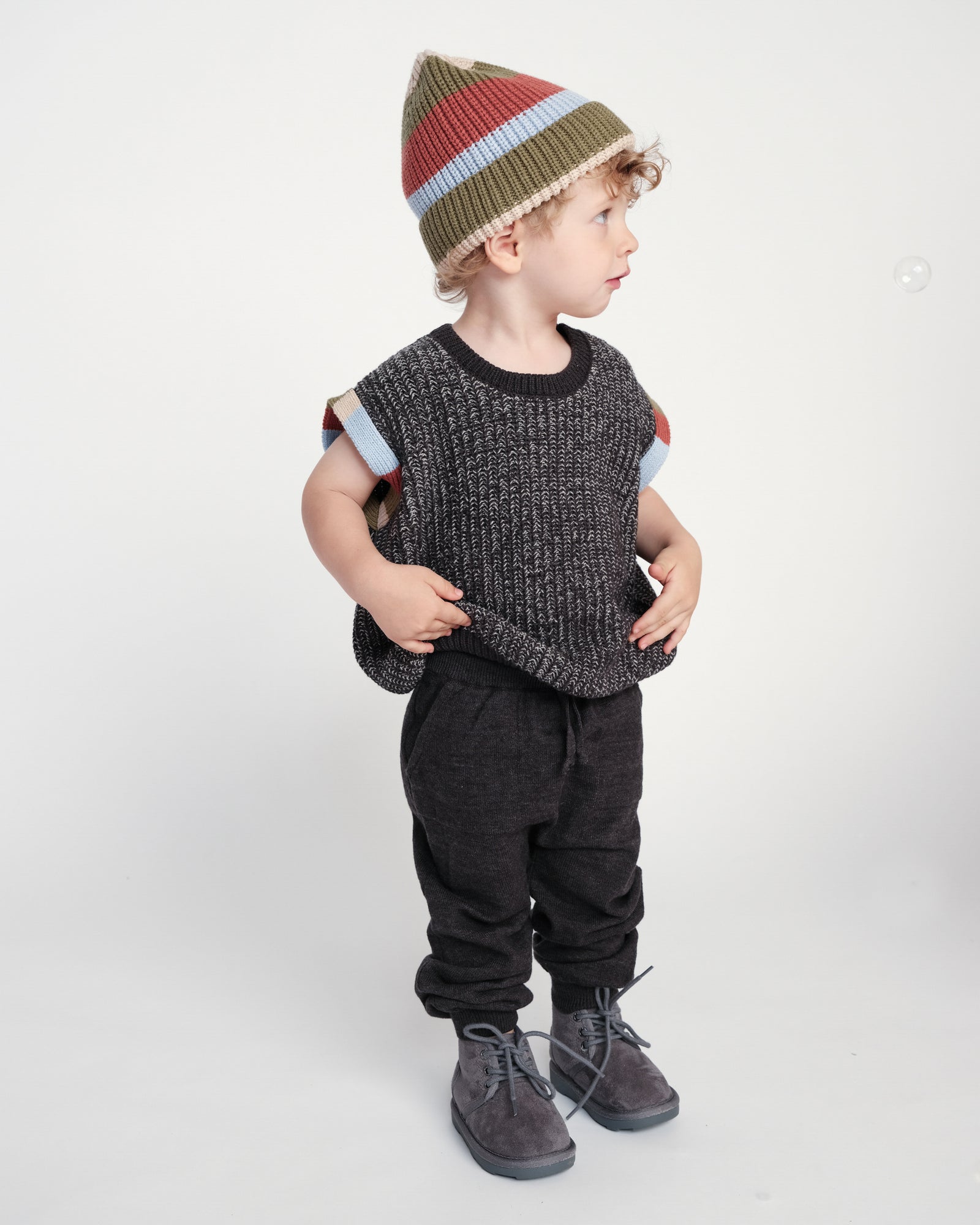 Black Melange Ribbed Joggers - Chunky - Twinkle Twinkle Little One