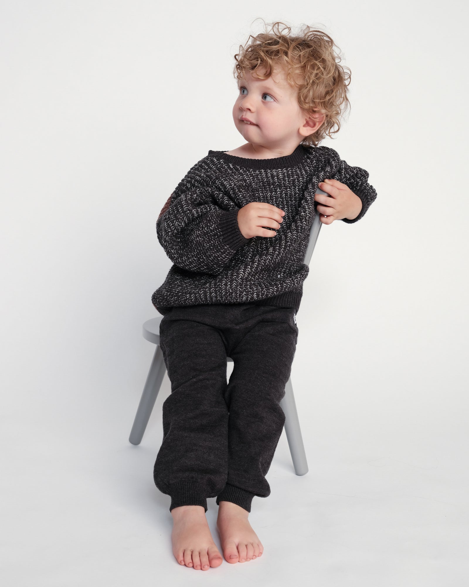 Black Melange Ribbed Joggers - Chunky - Twinkle Twinkle Little One